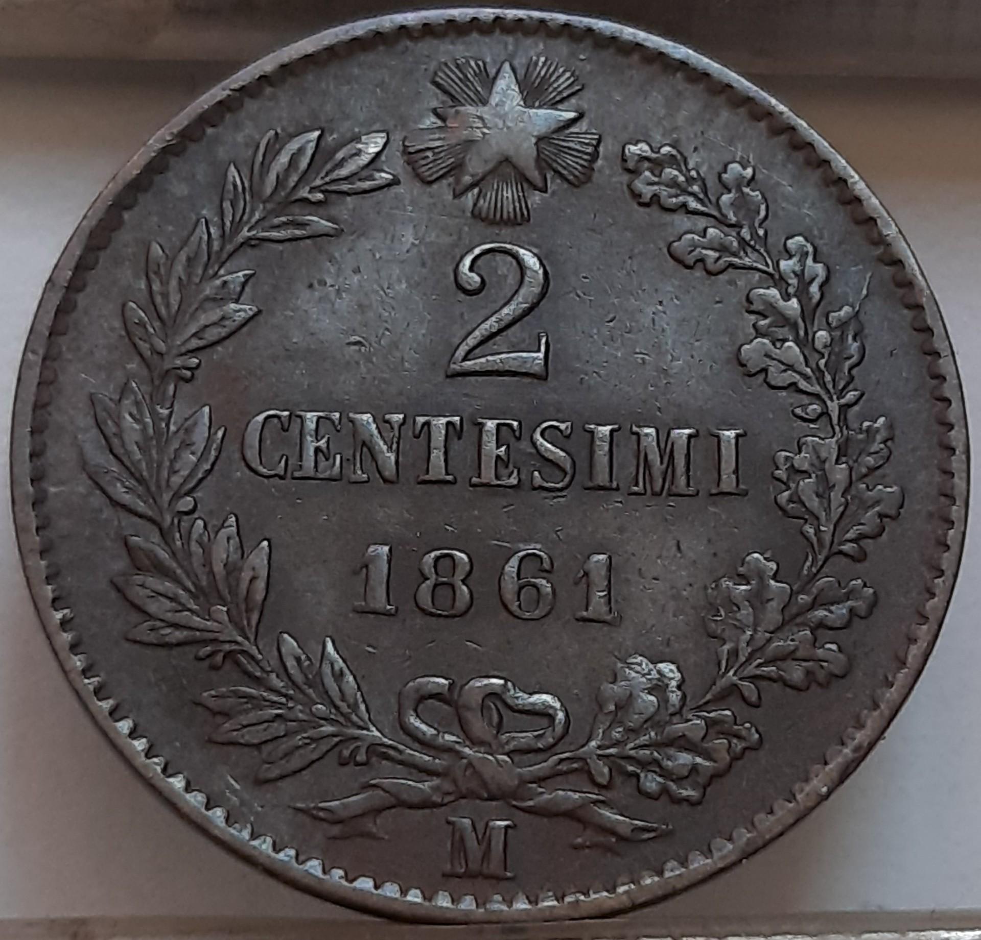  Italija 2 Čentezimai 1861 M KM#2 Varis (4293)