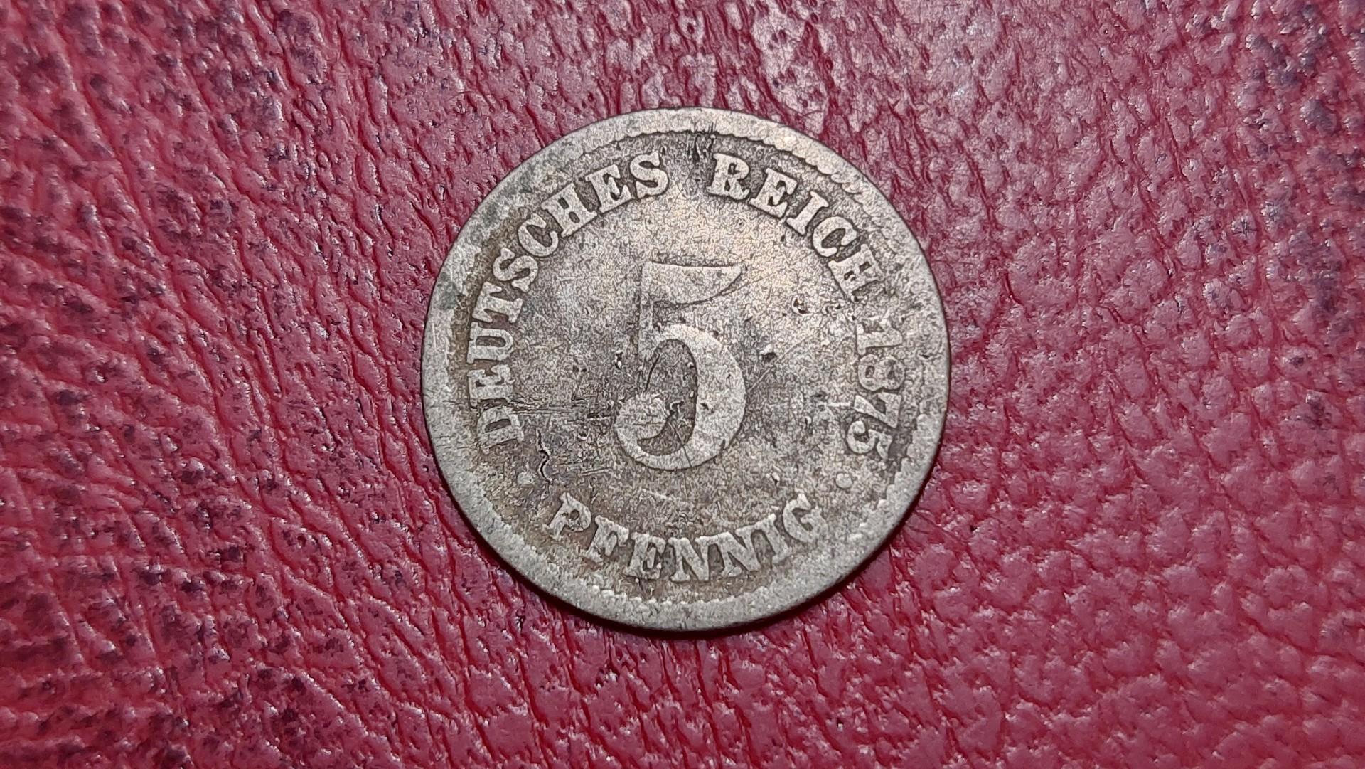 Vokietija 5 pfenigai, 1875A KM# 3