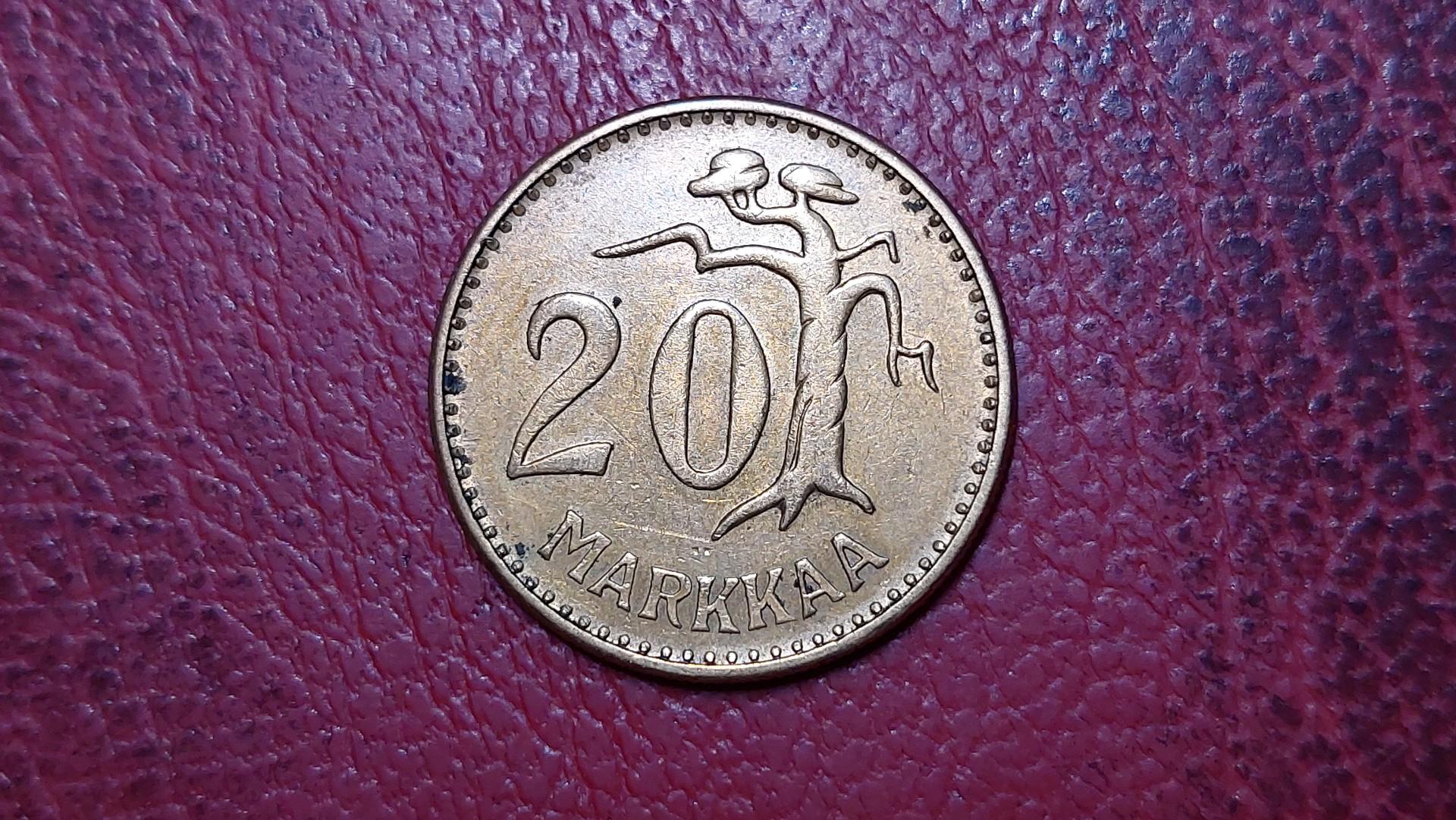 Suomija 20 markių, 1960 KM# 39