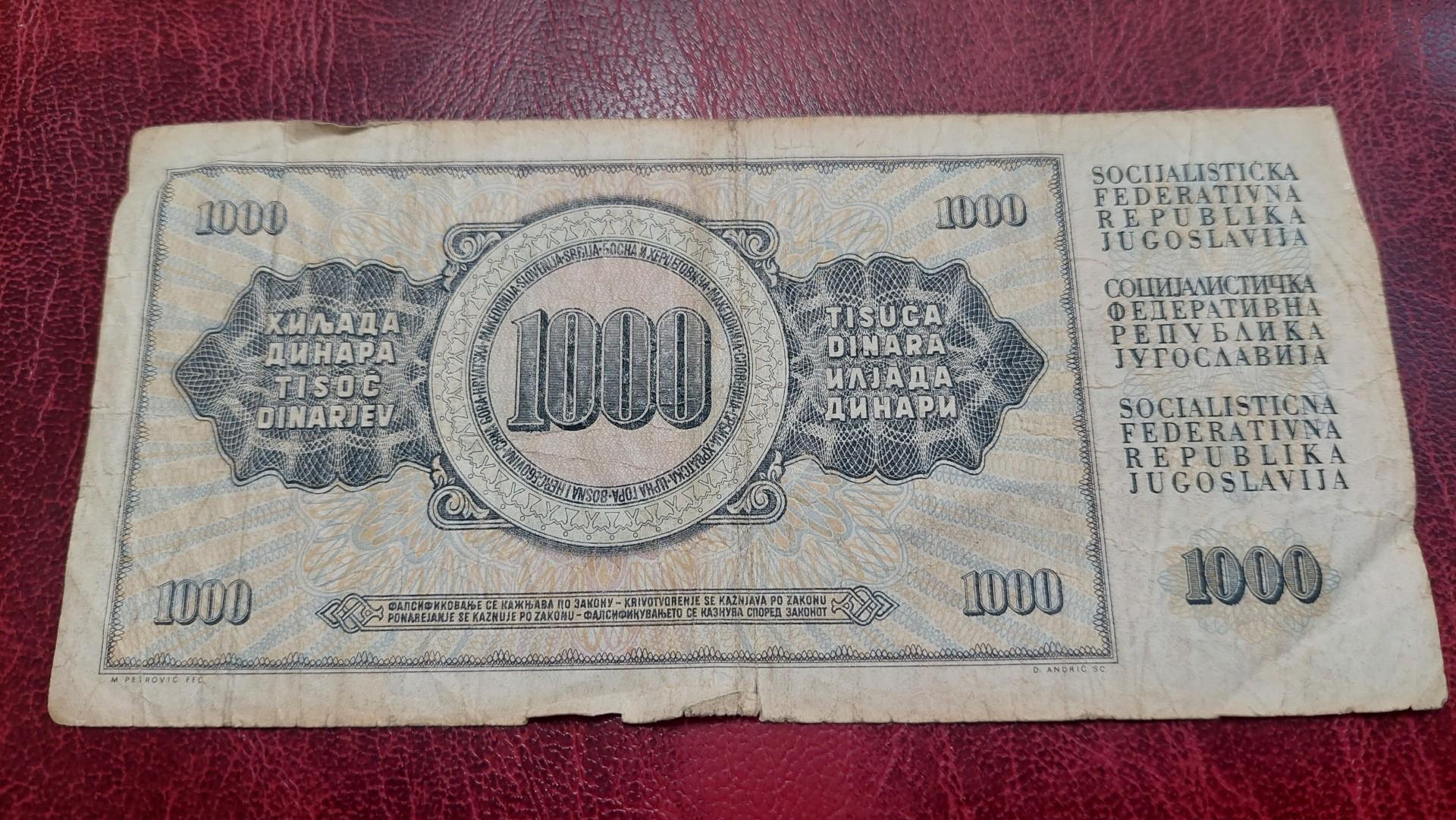 1000 Dinara 1981.11.04 Jugoslavija P-92d