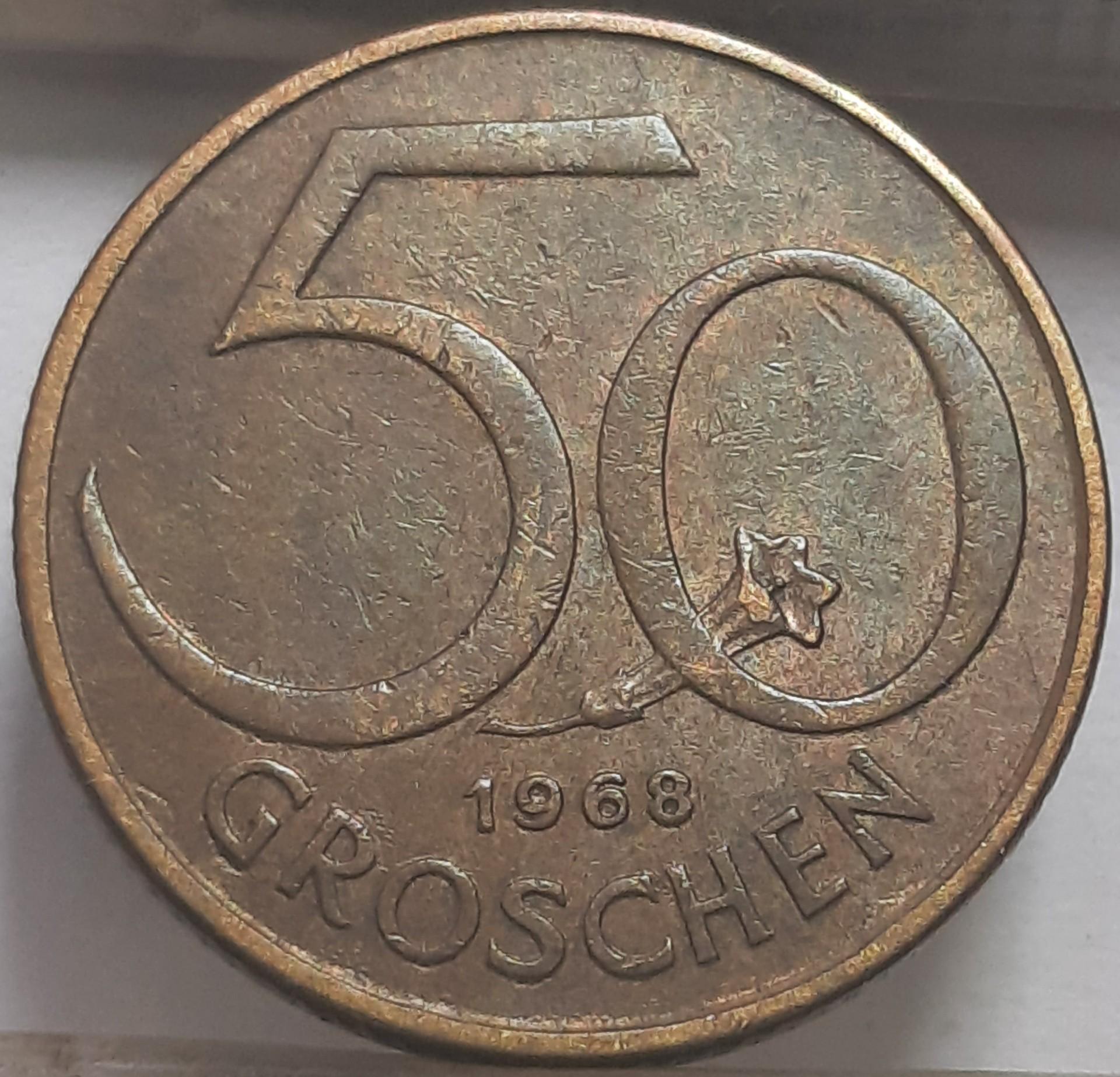 Austrija 50 Grošenų 1968 KM#2885 (4364)