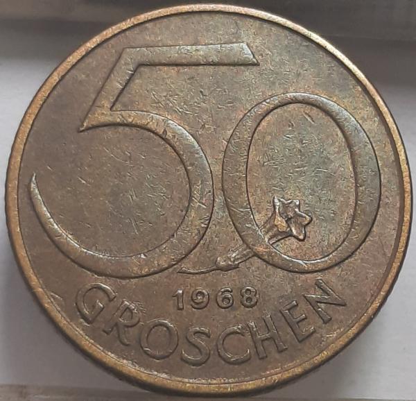 Austrija 50 Grošenų 1968 KM#2885 (4364)