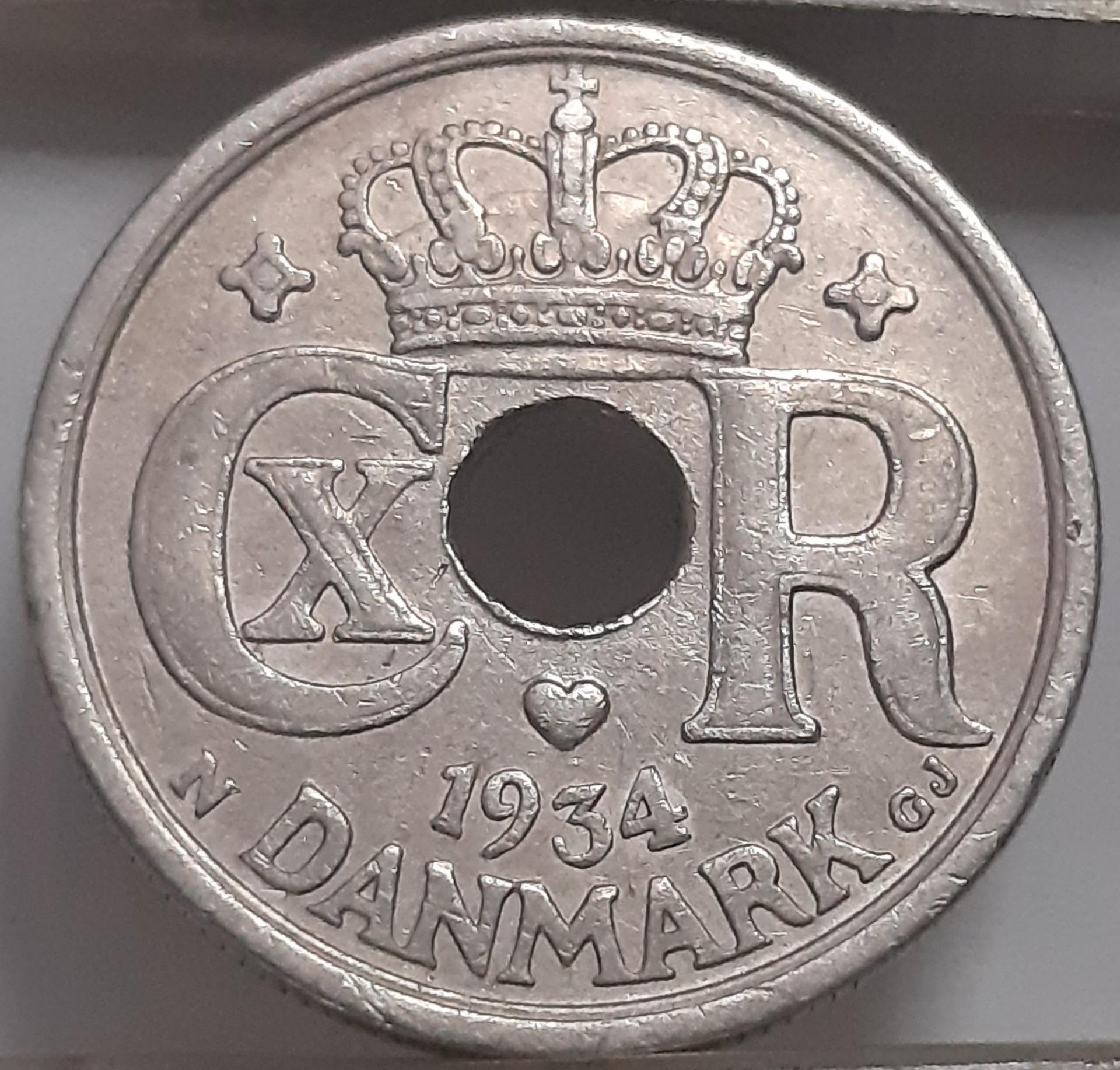 Danija 25 Erės 1934 KM#823 (4378)