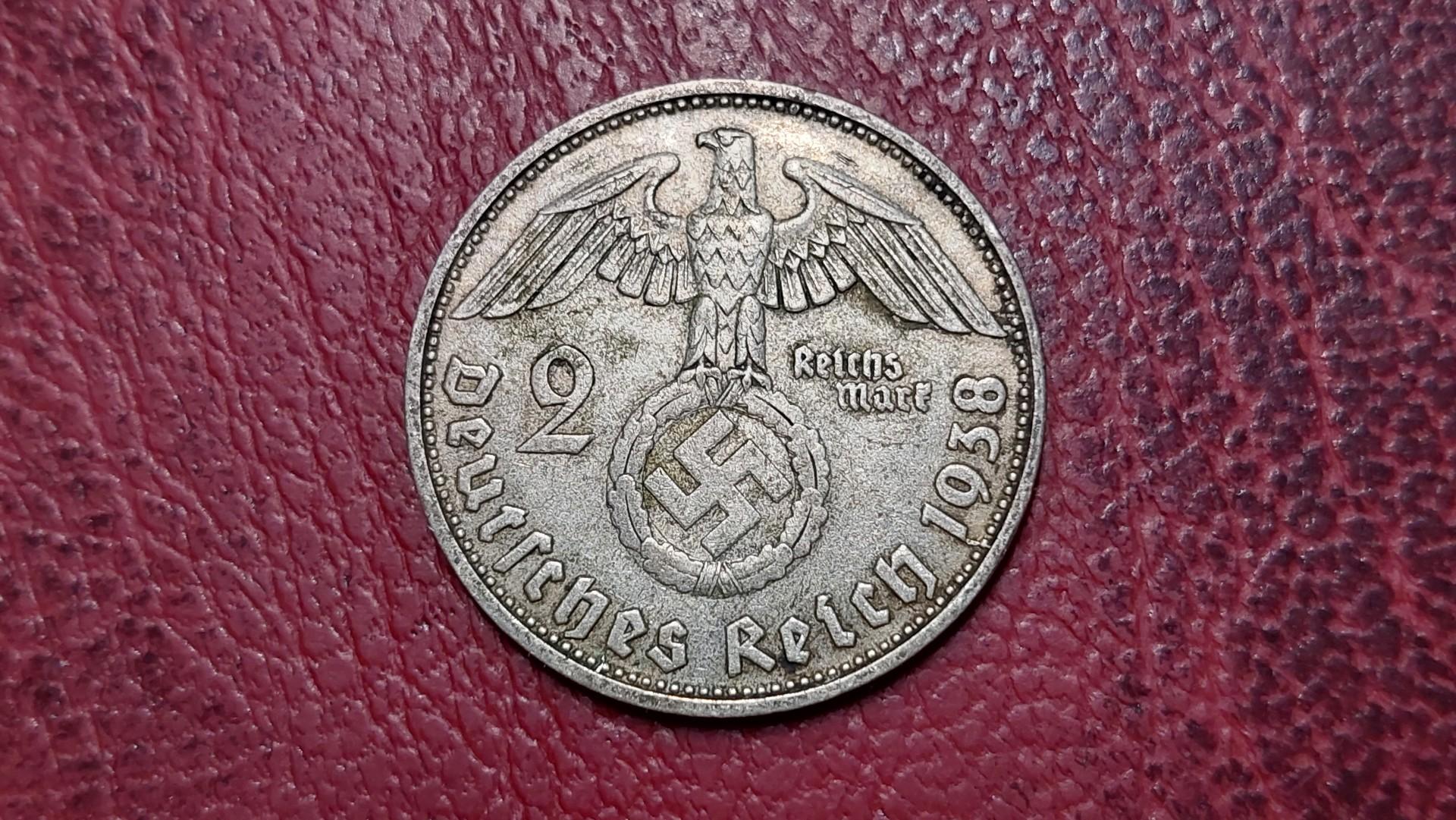 Trečiasis Reichas 2 reichsmarkės, 1938D KM# 9