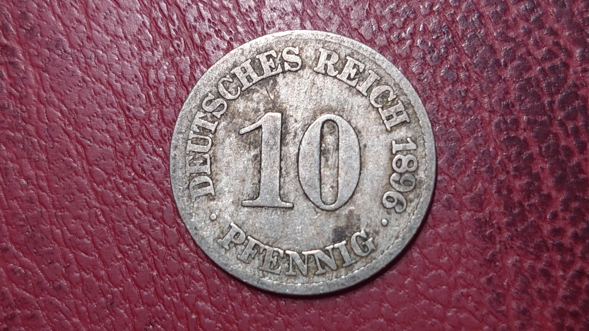 Vokietija 10 pfenigų, 1896J KM# 12