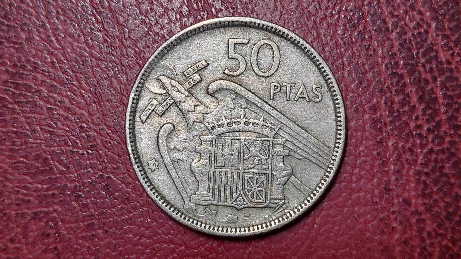 Ispanija 50 pesetų, 1957 KM# 788 Skaičius 58 žv.