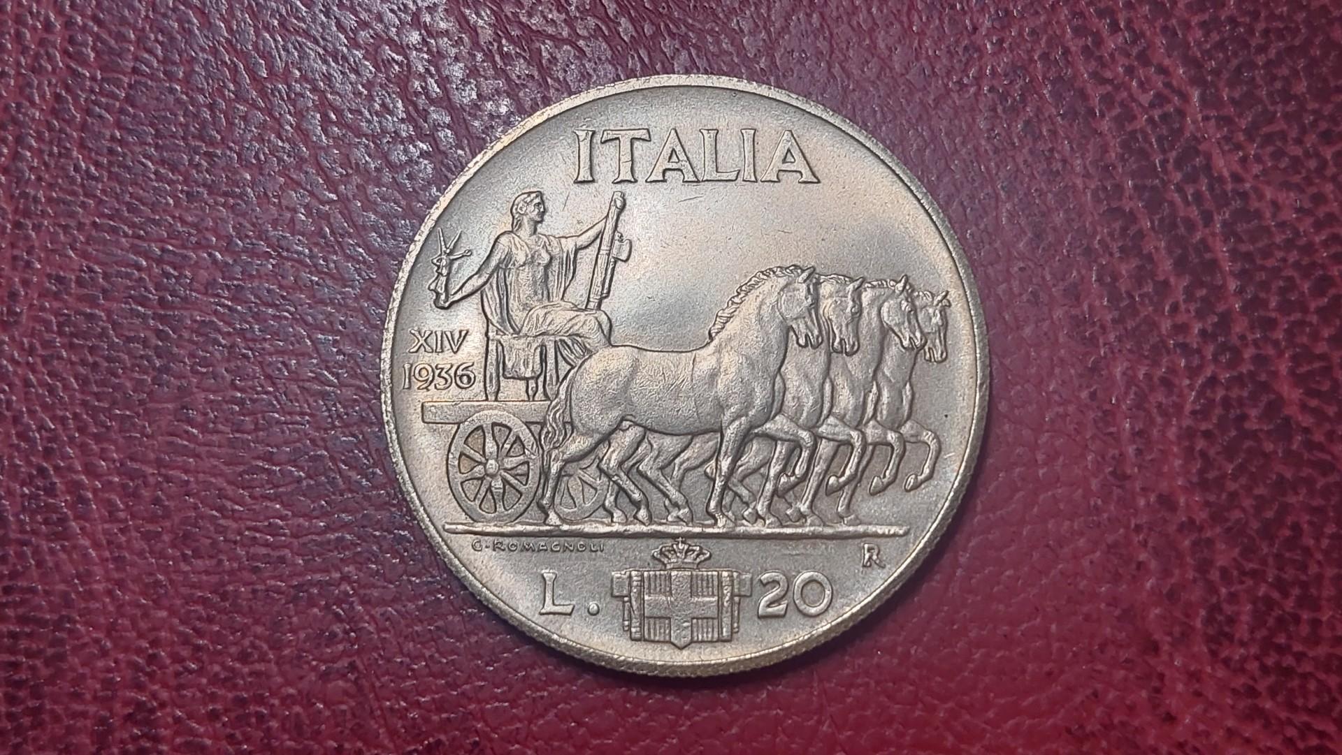 Italija 20 lirų, 1936 KM# 81 KOPIJA