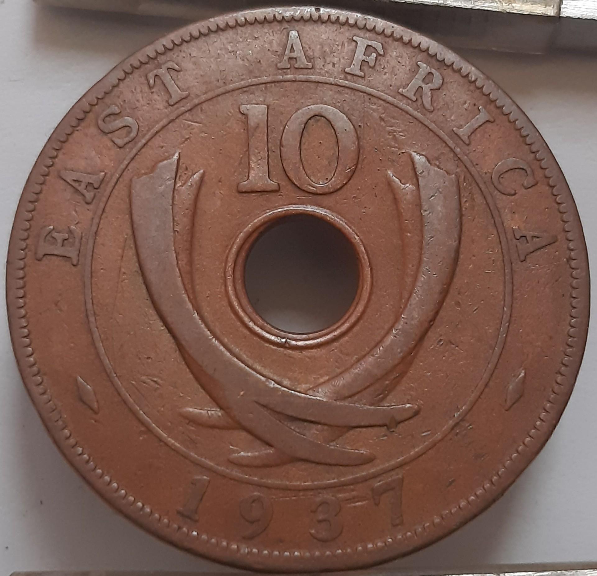 Britų Rytų Afrika 10 Centų 1937 KN KM#26 (4397)