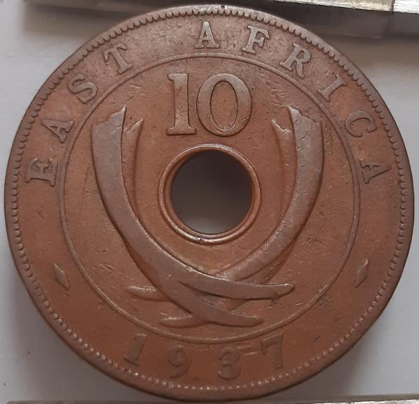 Britų Rytų Afrika 10 Centų 1937 KN KM#26 (4397)