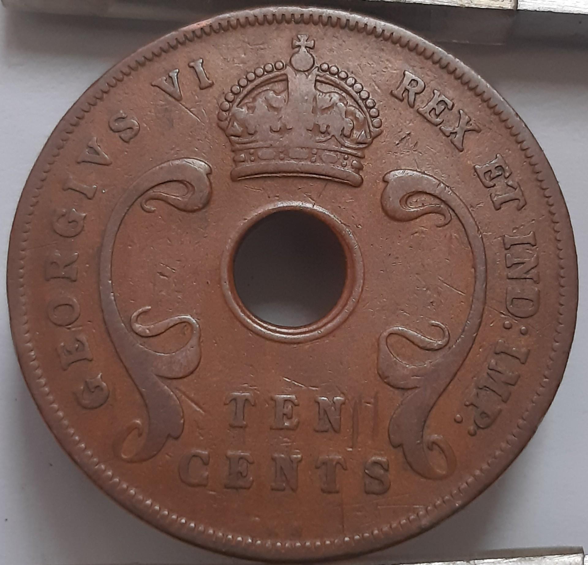 Britų Rytų Afrika 10 Centų 1937 KN KM#26 (4397)