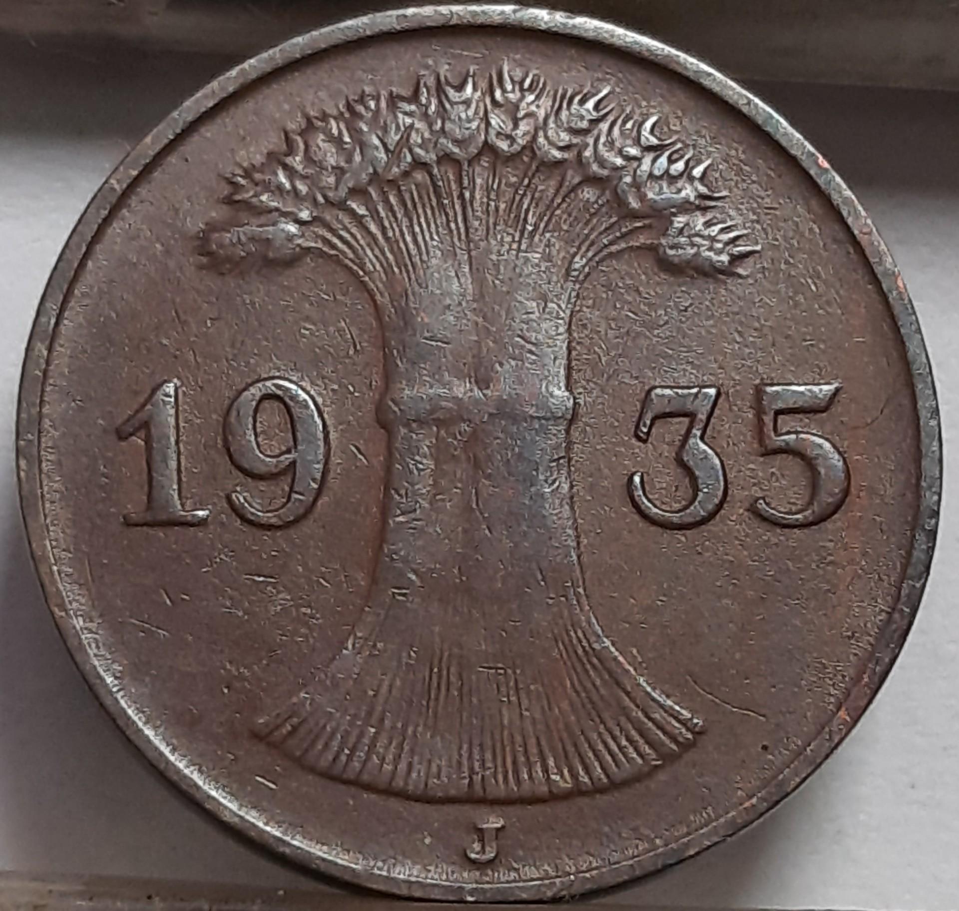 Vokietija 1 Reichspfenigas 1935 J KM#37 (4473)