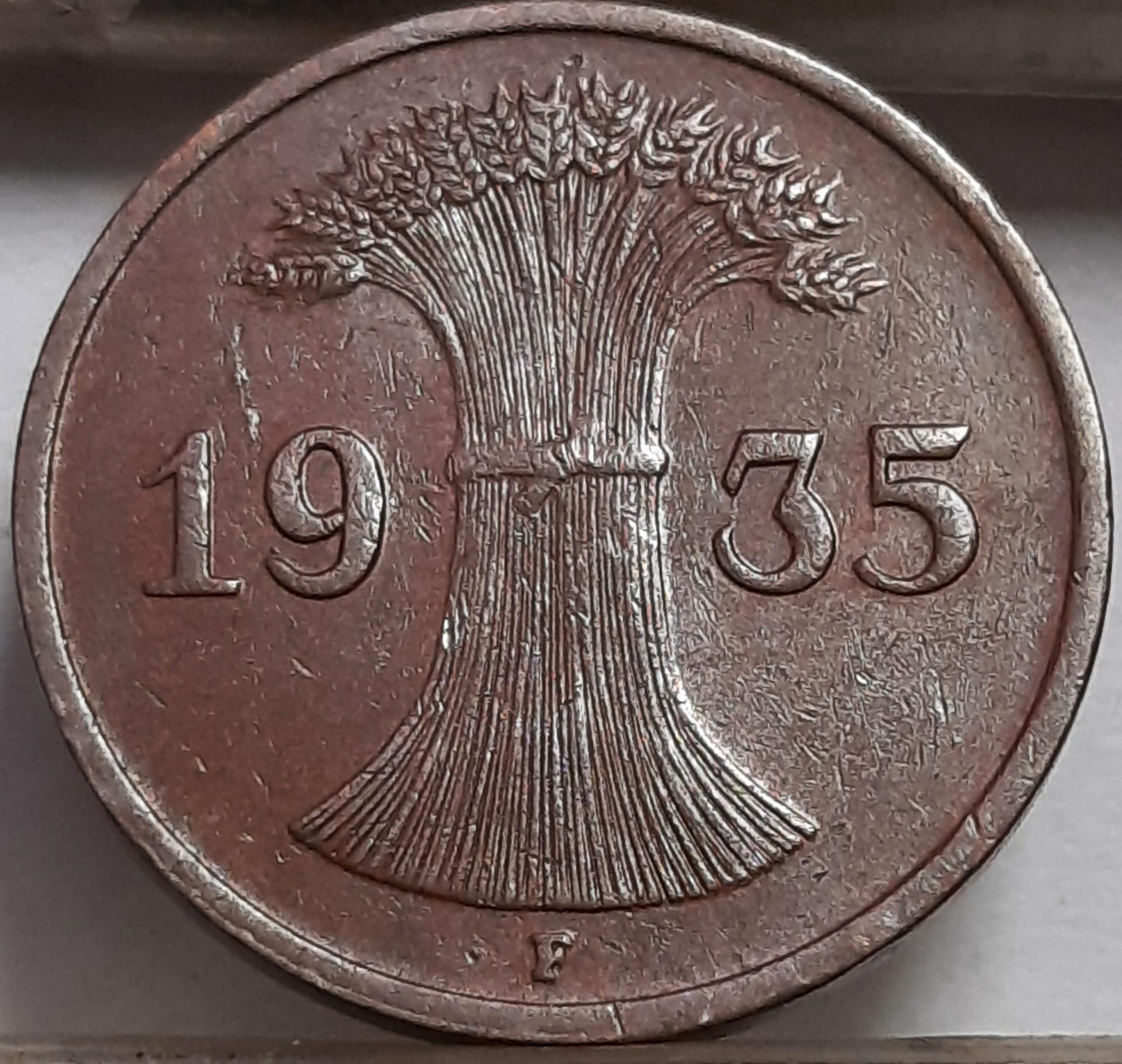 Vokietija 1 Reichspfenigas 1935 F KM#37 (4475)