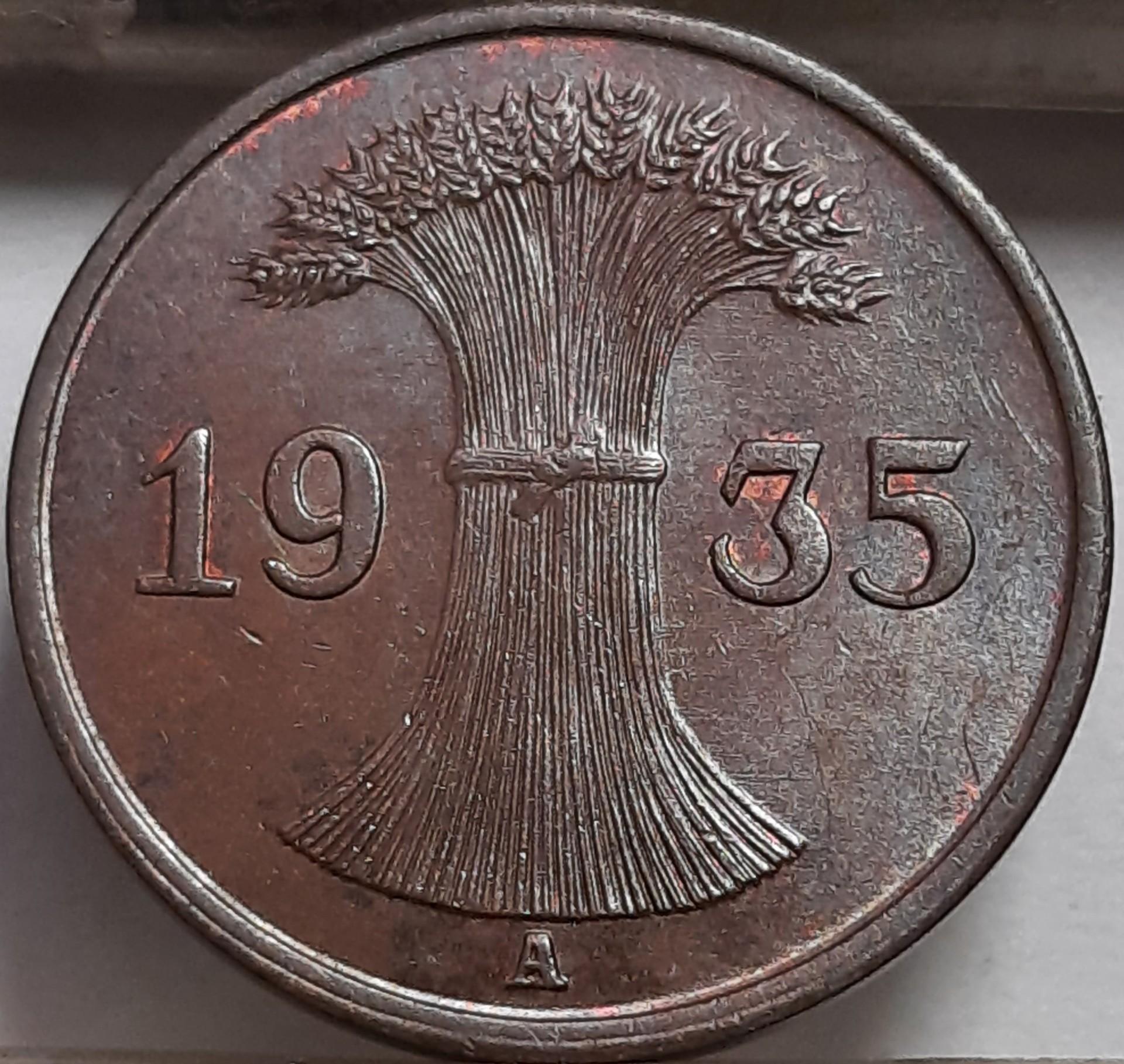 Vokietija 1 Reichspfenigas 1935 A KM#37 (4476)