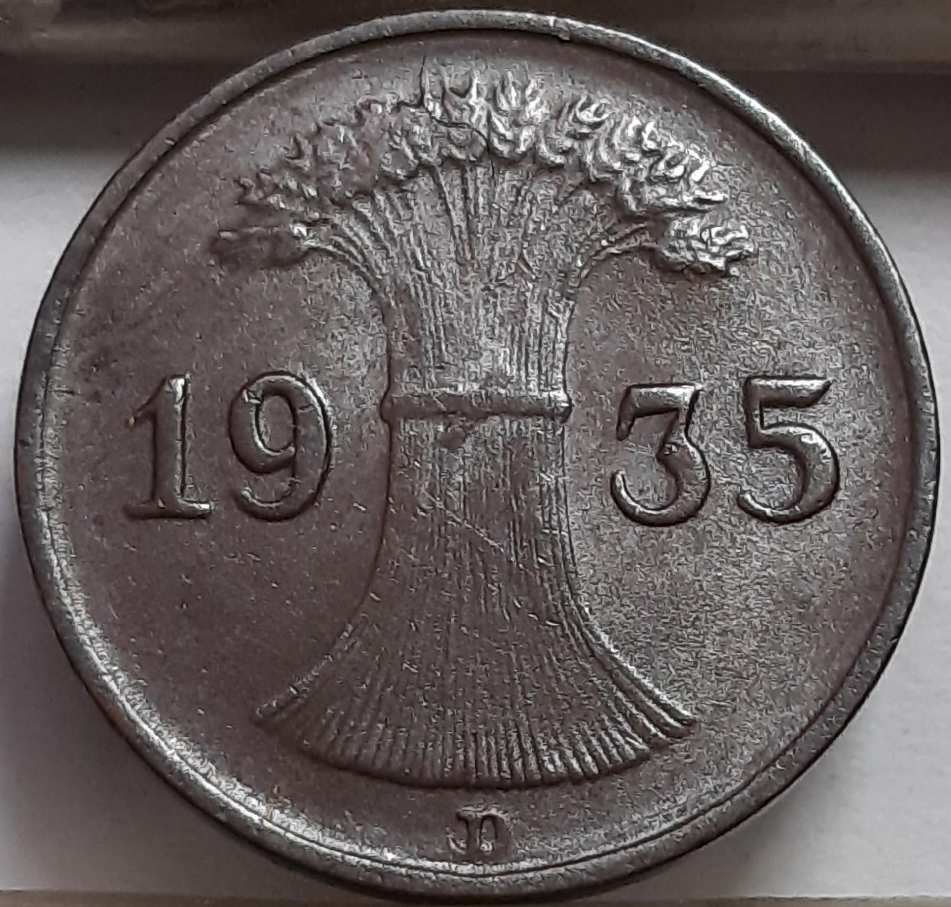 Vokietija 1 Reichspfenigas 1935 D KM#37 (4477)