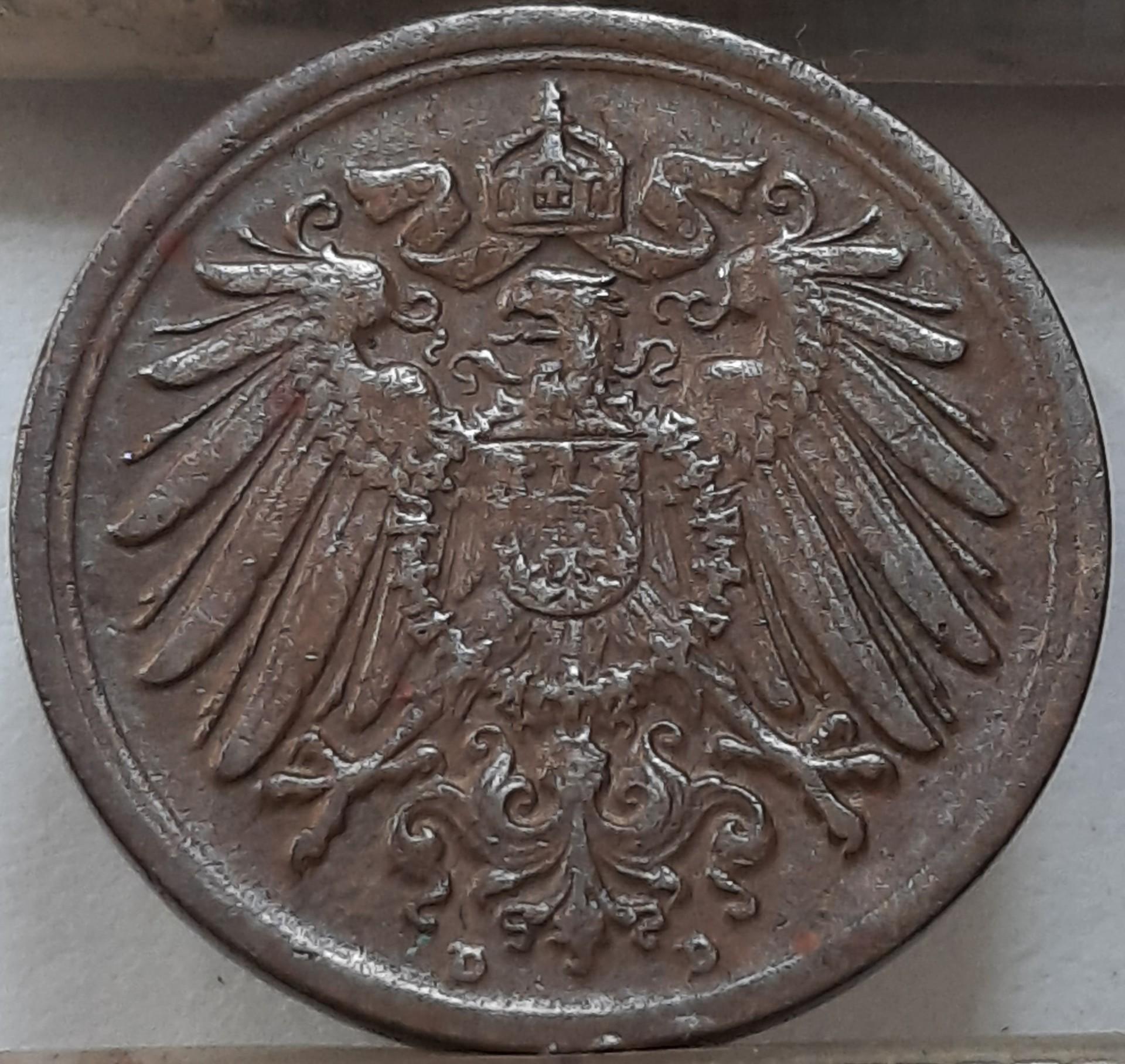 Vokietija 1 Pfenigas 1916 D KM#10 Varis (4508)
