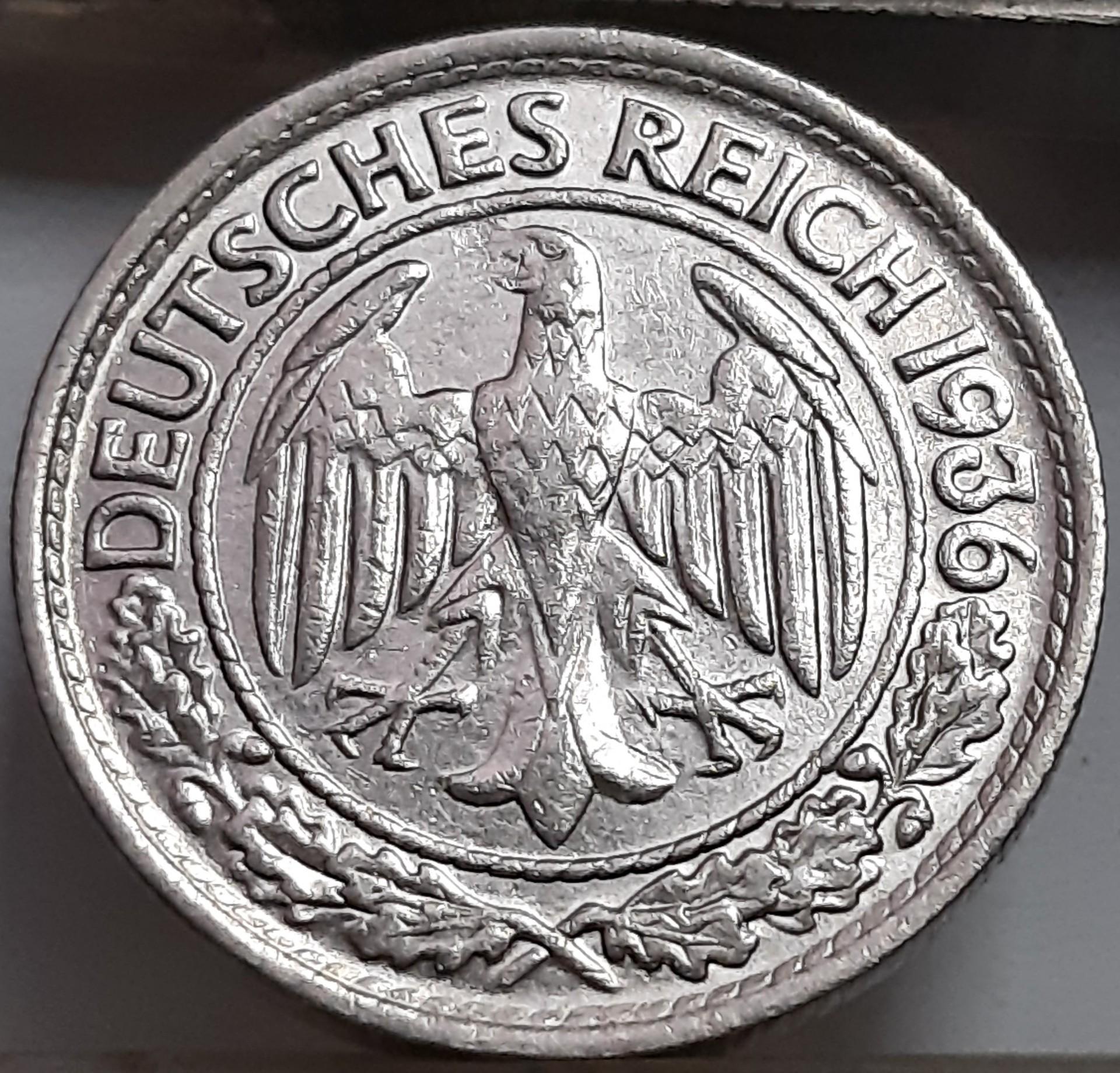 Vokietija 50 Reichspfenigų 1936 A KM#49 (4495)