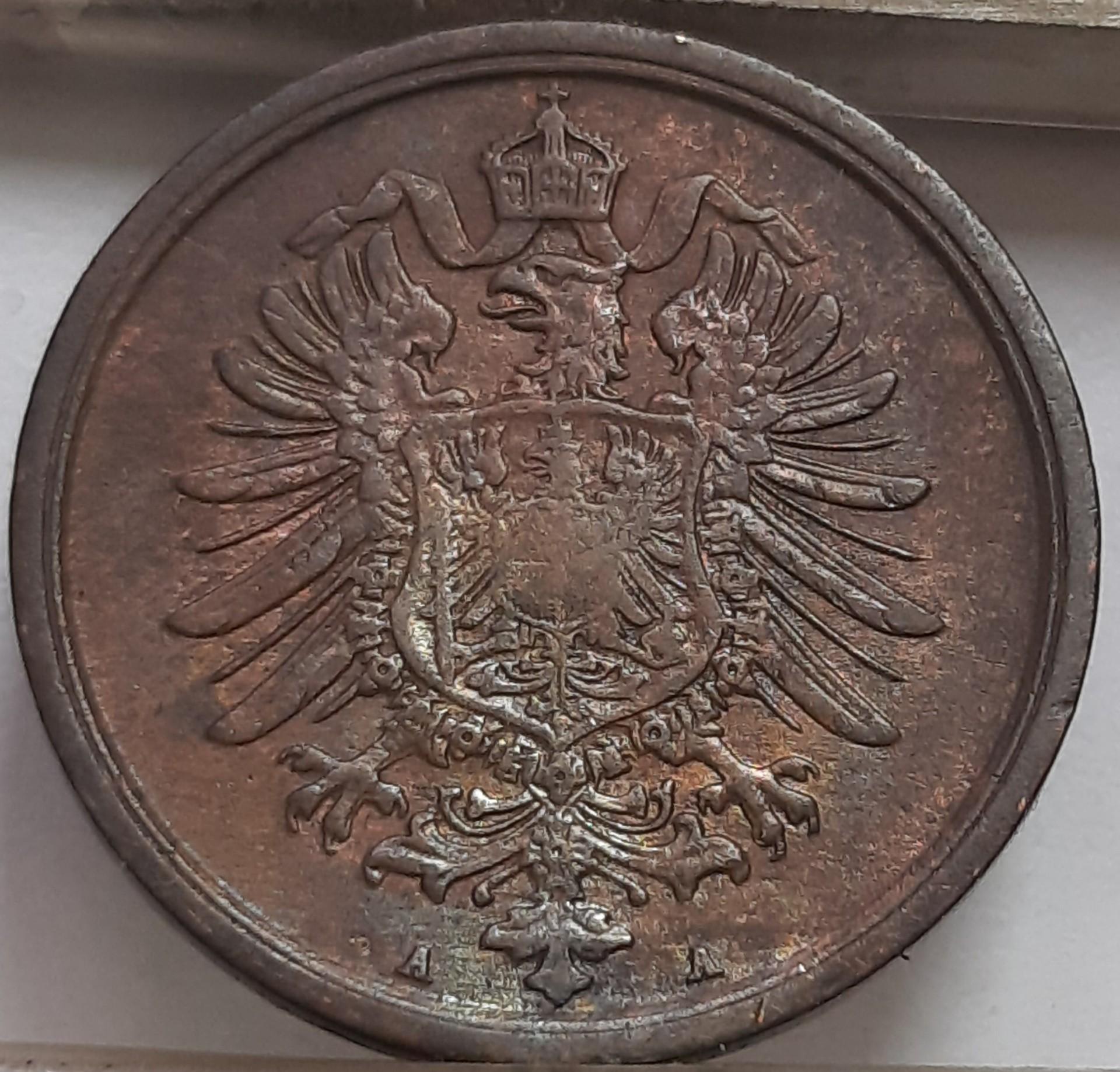 Vokietija 2 Pfenigai 1874 A KM#2 (4520)