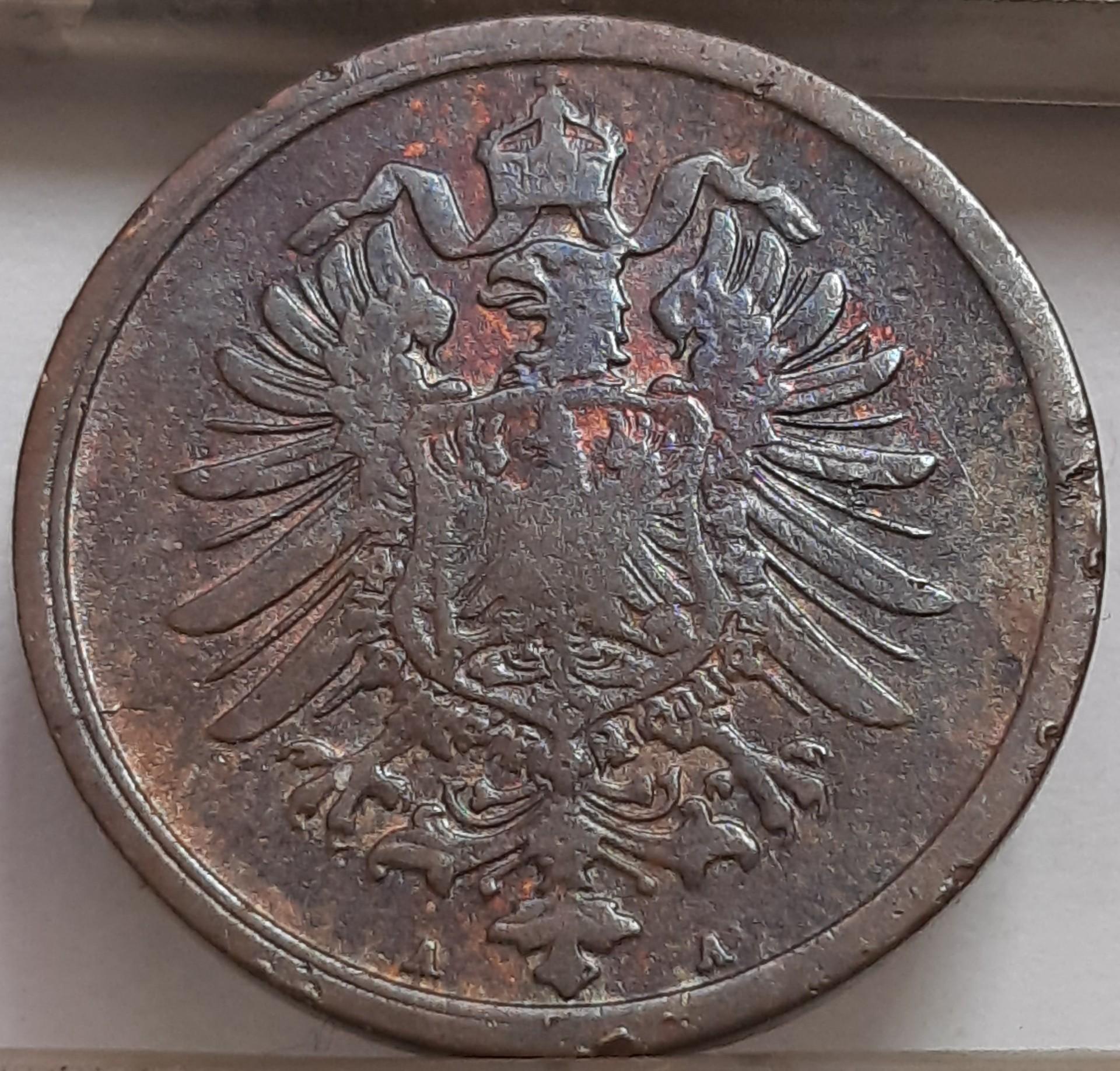 Vokietija 2 Pfenigai 1874 A KM#2 (4519)