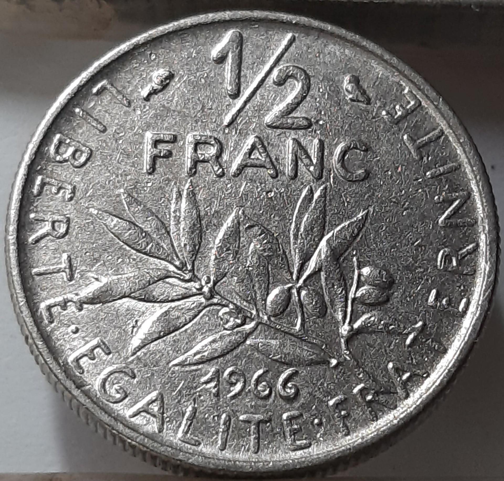 Prancūzija 1/2 franko 1966 KM#931 (4525)