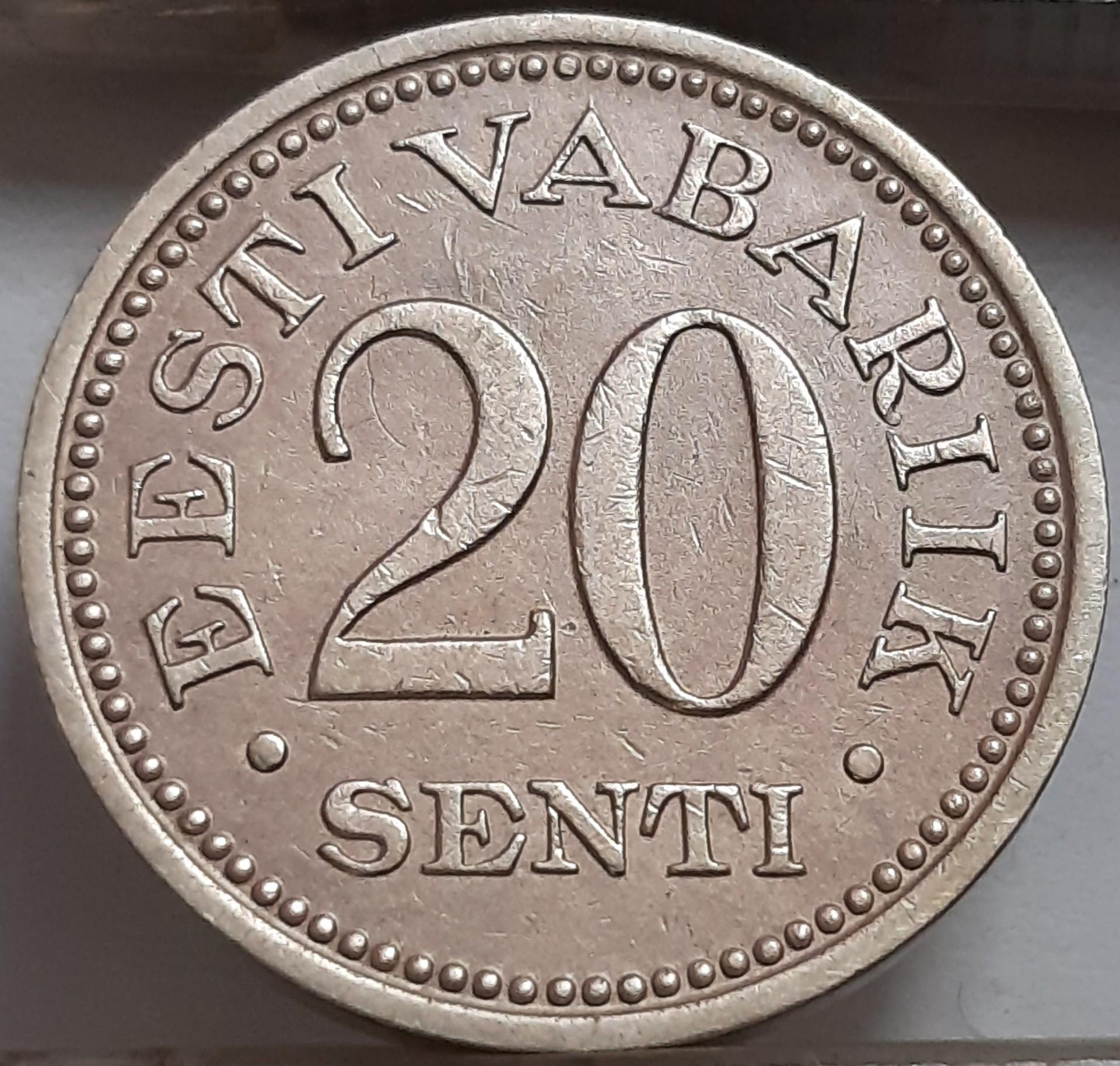 Estija 20 Sentų 1935 KM#17 (4528)