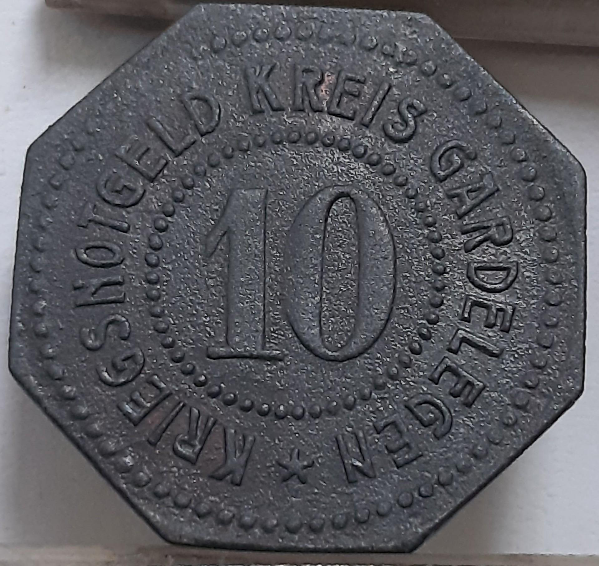 Vokietija 10 pfenigų 1914-1924 N#65145 (4572)