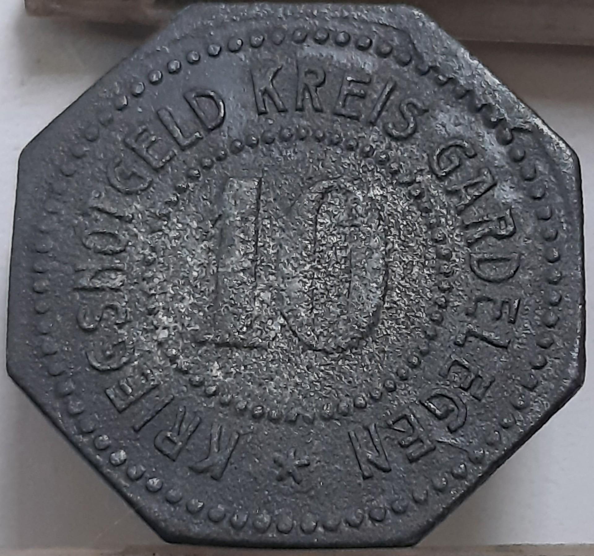 Vokietija 10 pfenigų 1914-1924 N#65145 (4572)