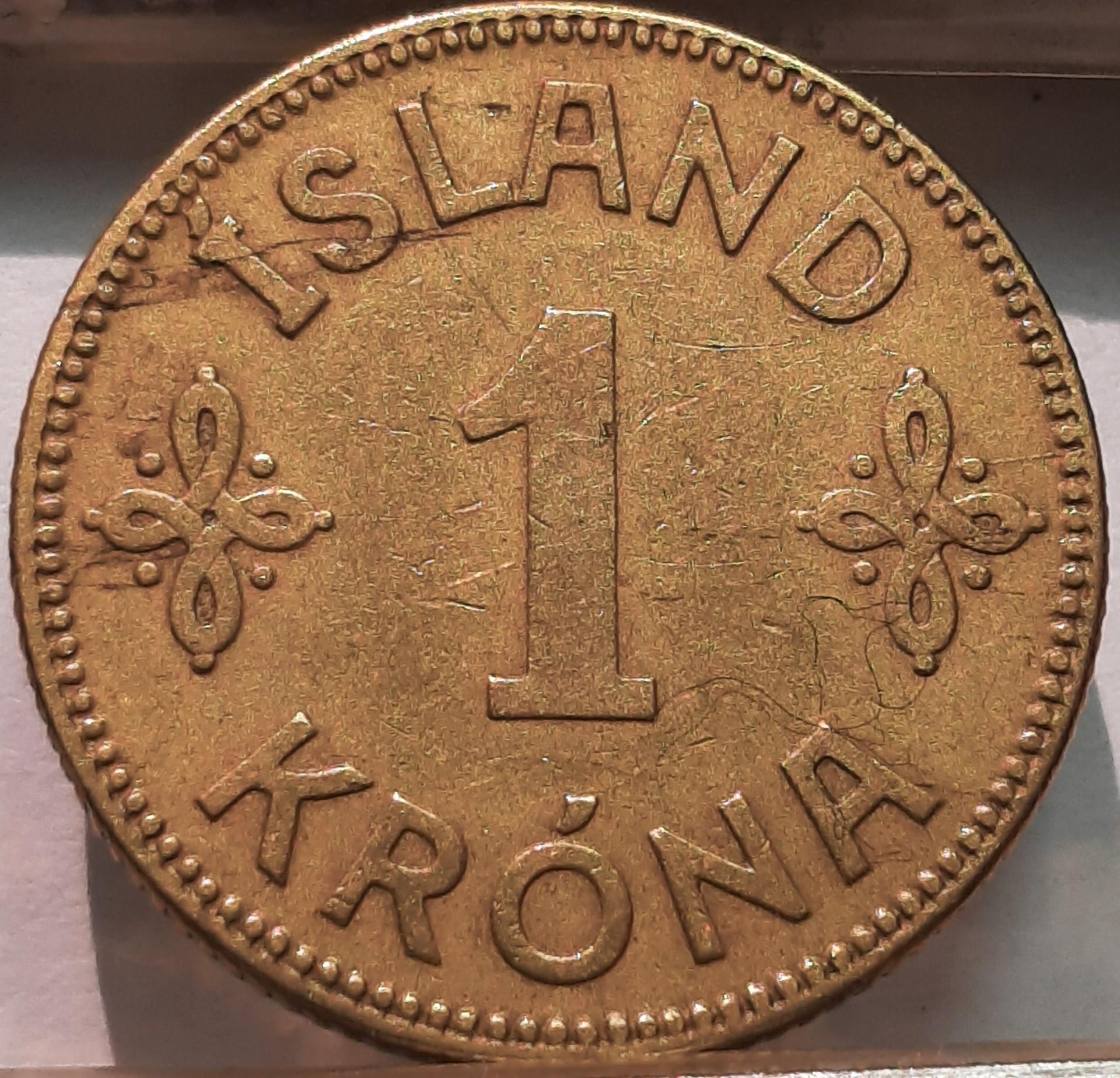 Islandija 1 Krona 1929 KM#3 (4543)