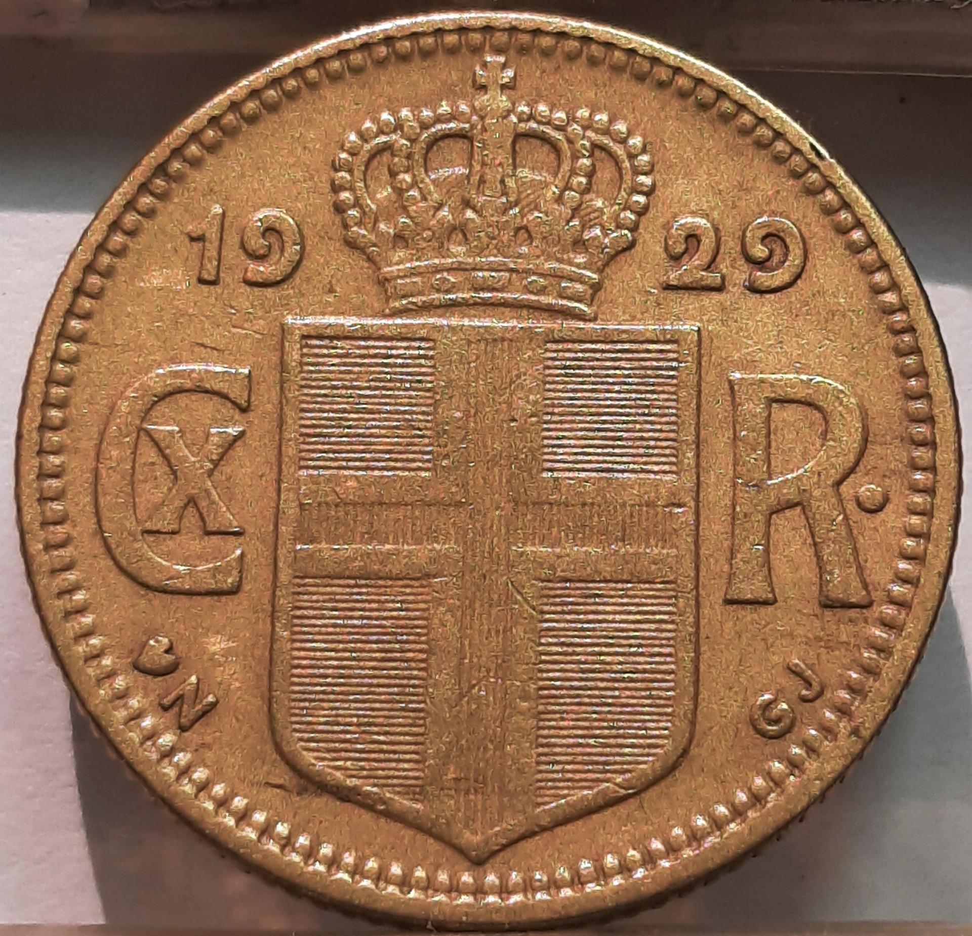 Islandija 1 Krona 1929 KM#3 (4543)