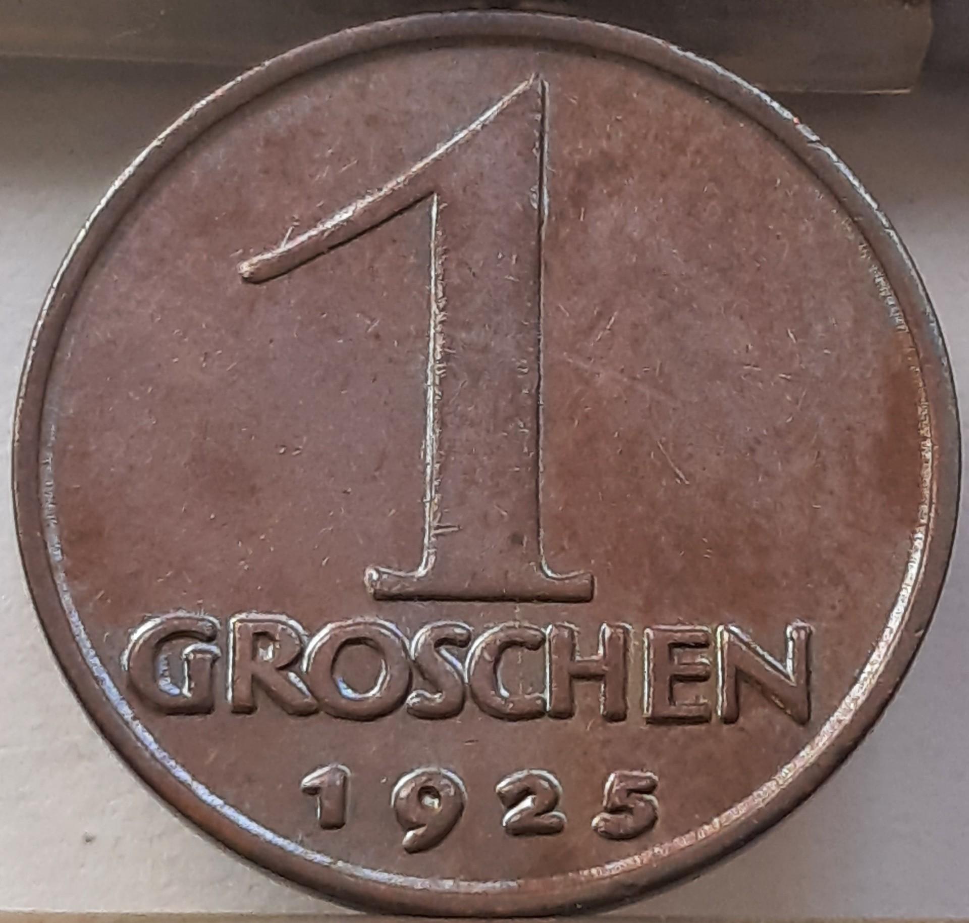 Austrija 1 Grošenas 1925 KM#2836 Bronza (4582)
