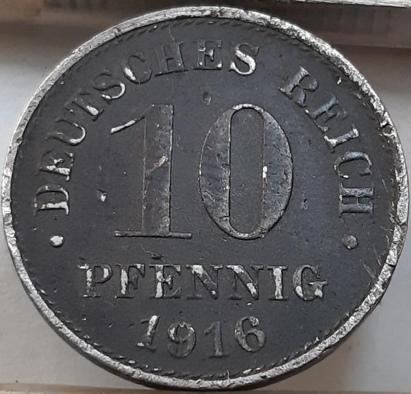 Vokietija 10 Pfenigų 1916 J KM#20 Geležis (4561)