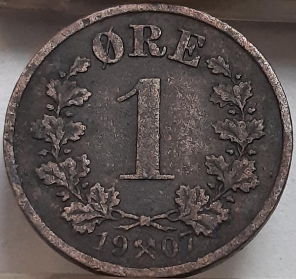 Norvegija 1 Erė 1907 KM#361 Bronza (4587)