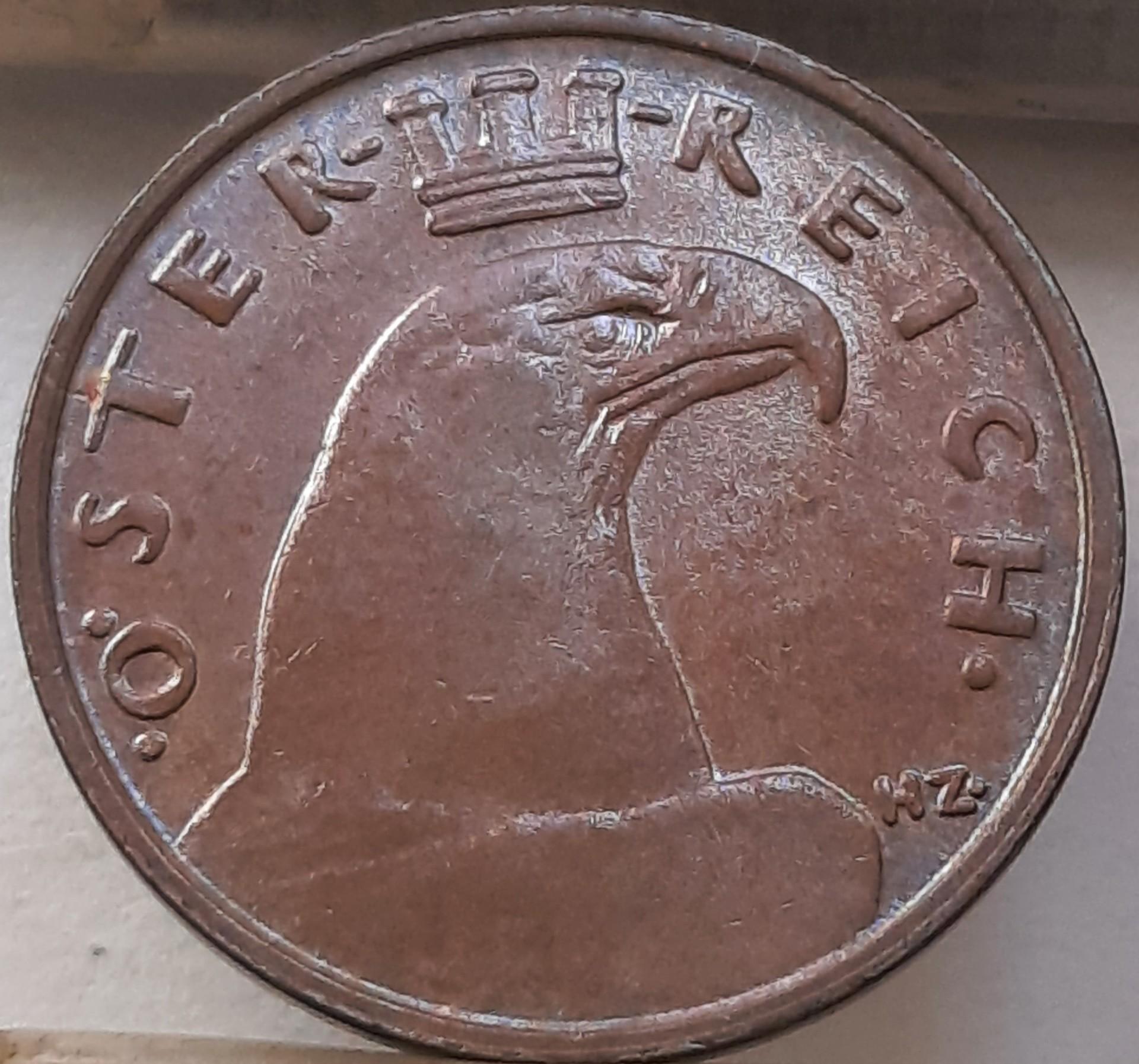 Austrija 1 Grošenas 1926 KM#2836 Bronza (4583)