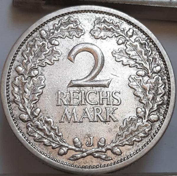 Vokietija 2 Reichsmarkės 1926 J KM#45 (4610)