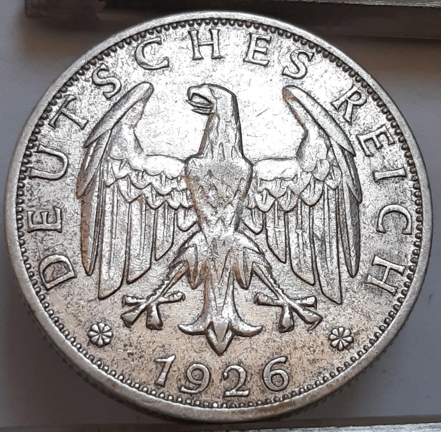 Vokietija 2 Reichsmarkės 1926 J KM#45 (4610)