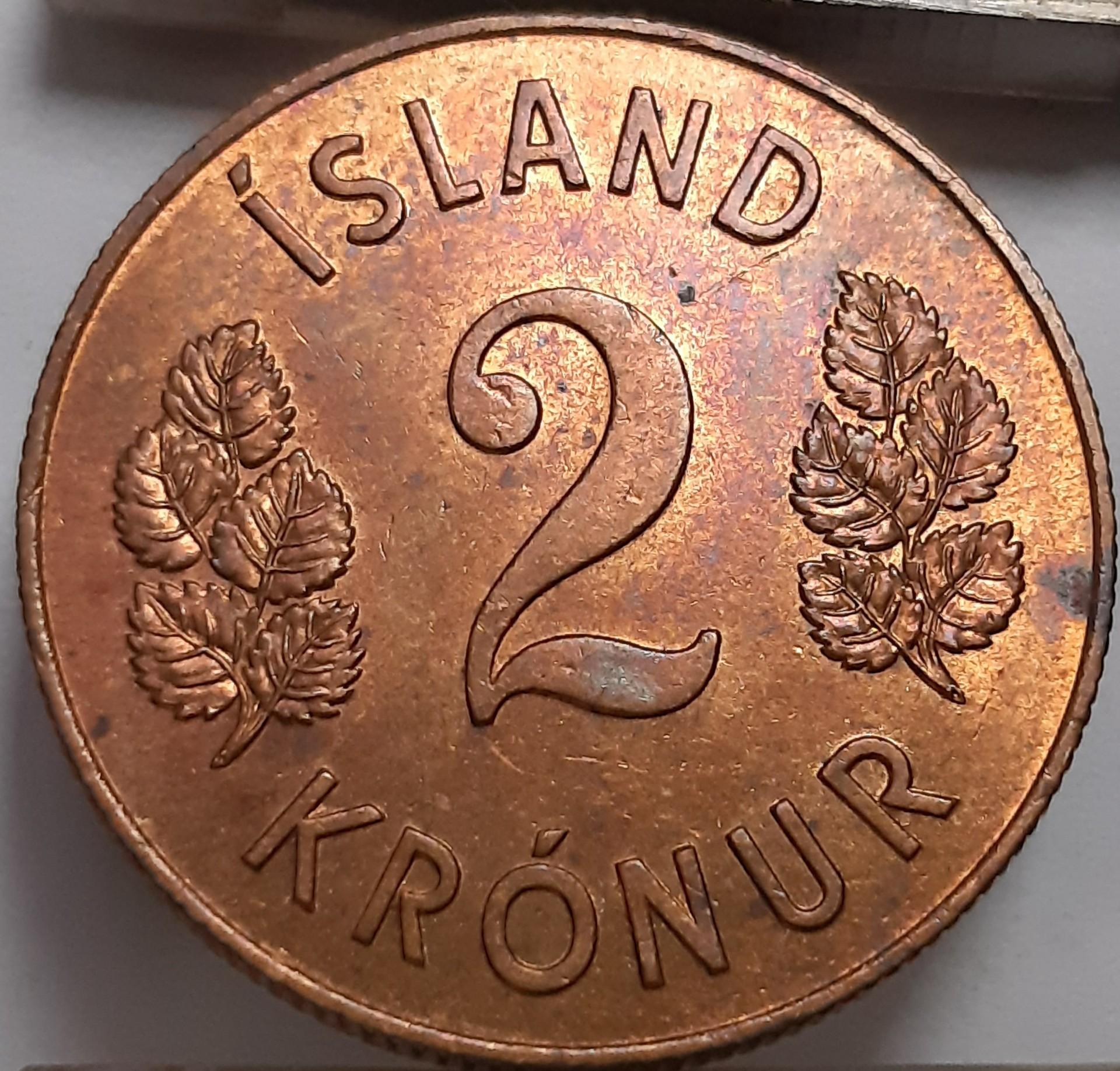 Islandija 2 Kronos 1963 KM#13a.1 (4625)