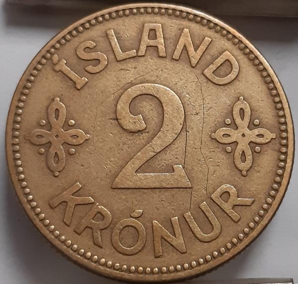 Islandija 2 Kronos 1925 KM#4 (4627)