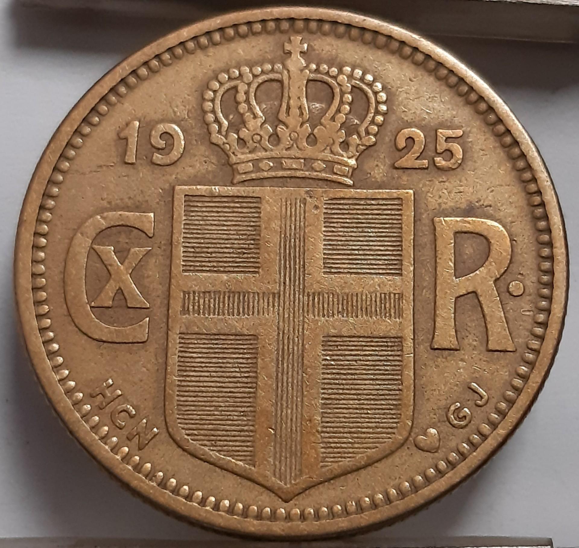 Islandija 2 Kronos 1925 KM#4 (4627)