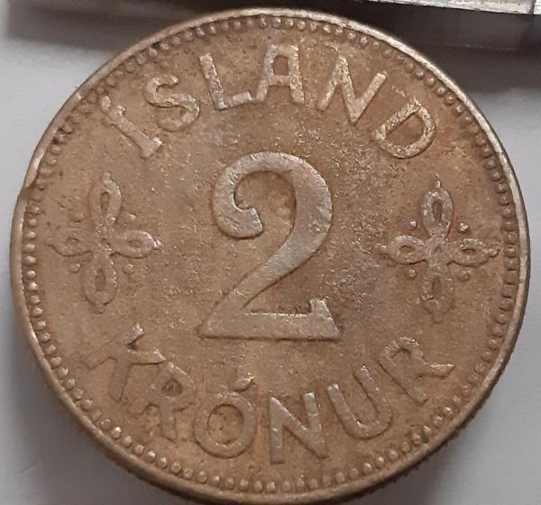 Islandija 2 Kronos 1929 KM#4 Reta (4628)