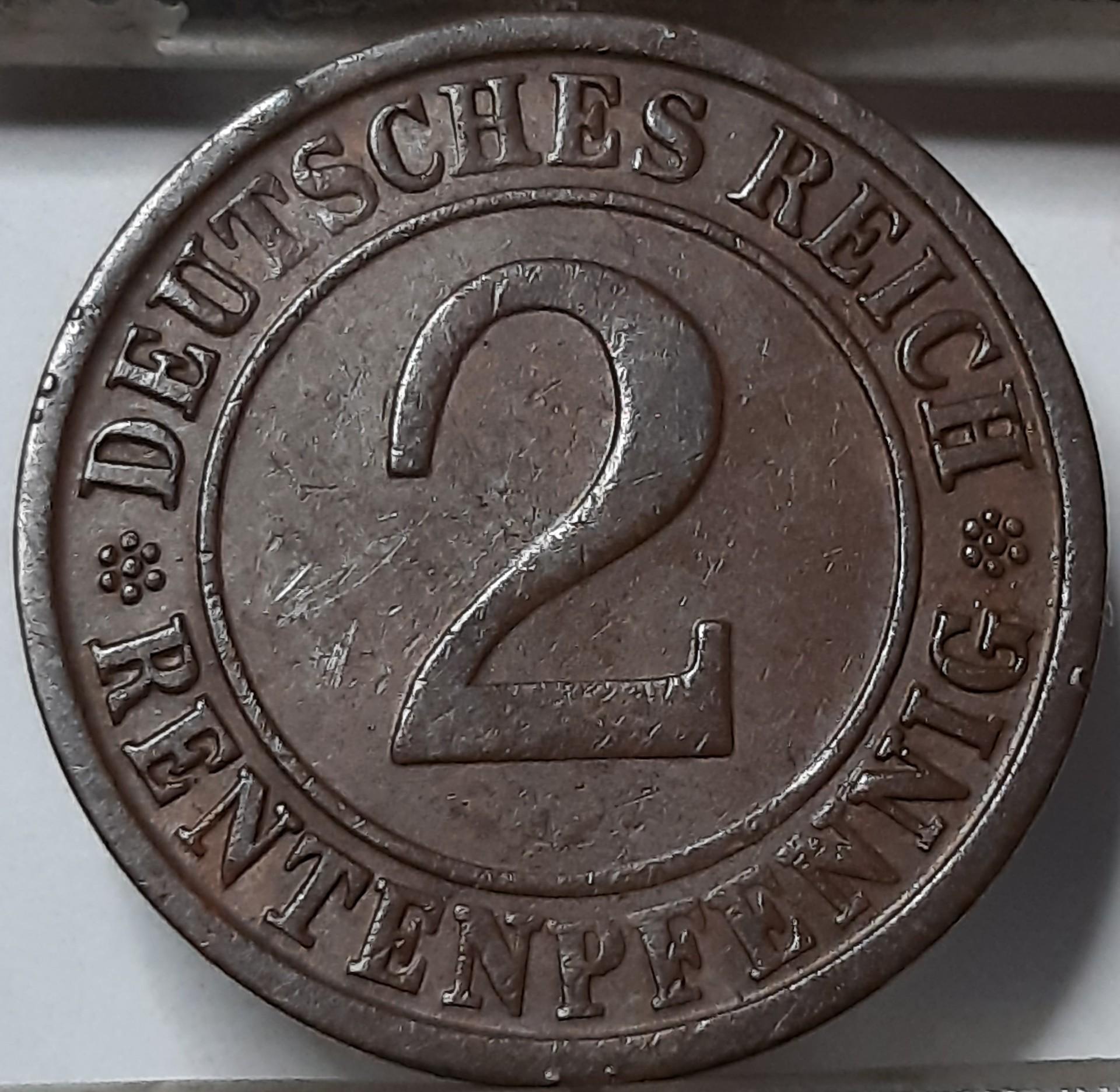 Vokietija 2 Rentenpfenigai 1923 J KM#31 (4639)