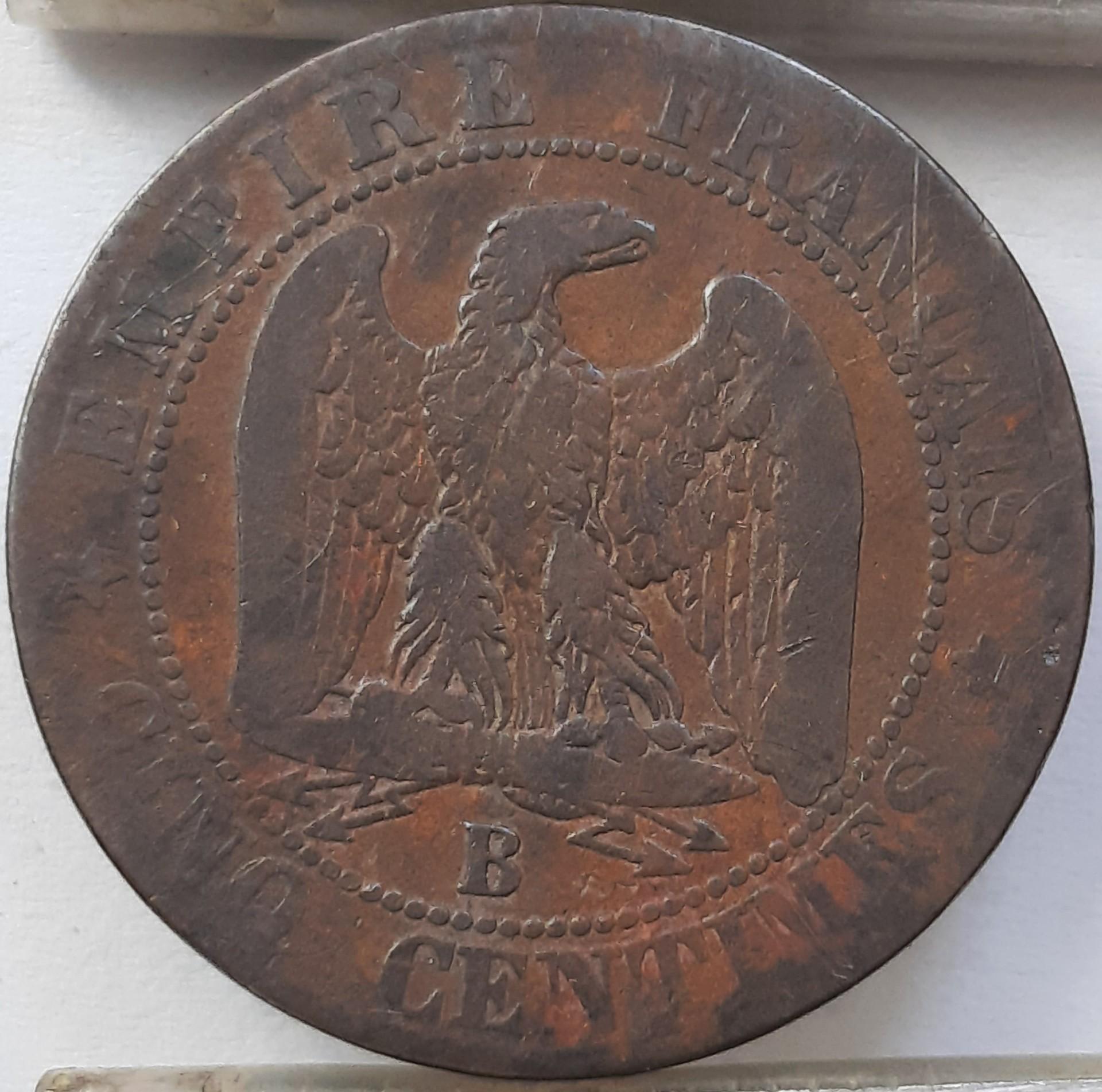 Prancūzija 5 Santimai 1857 B Bronza KM#777 (4678)