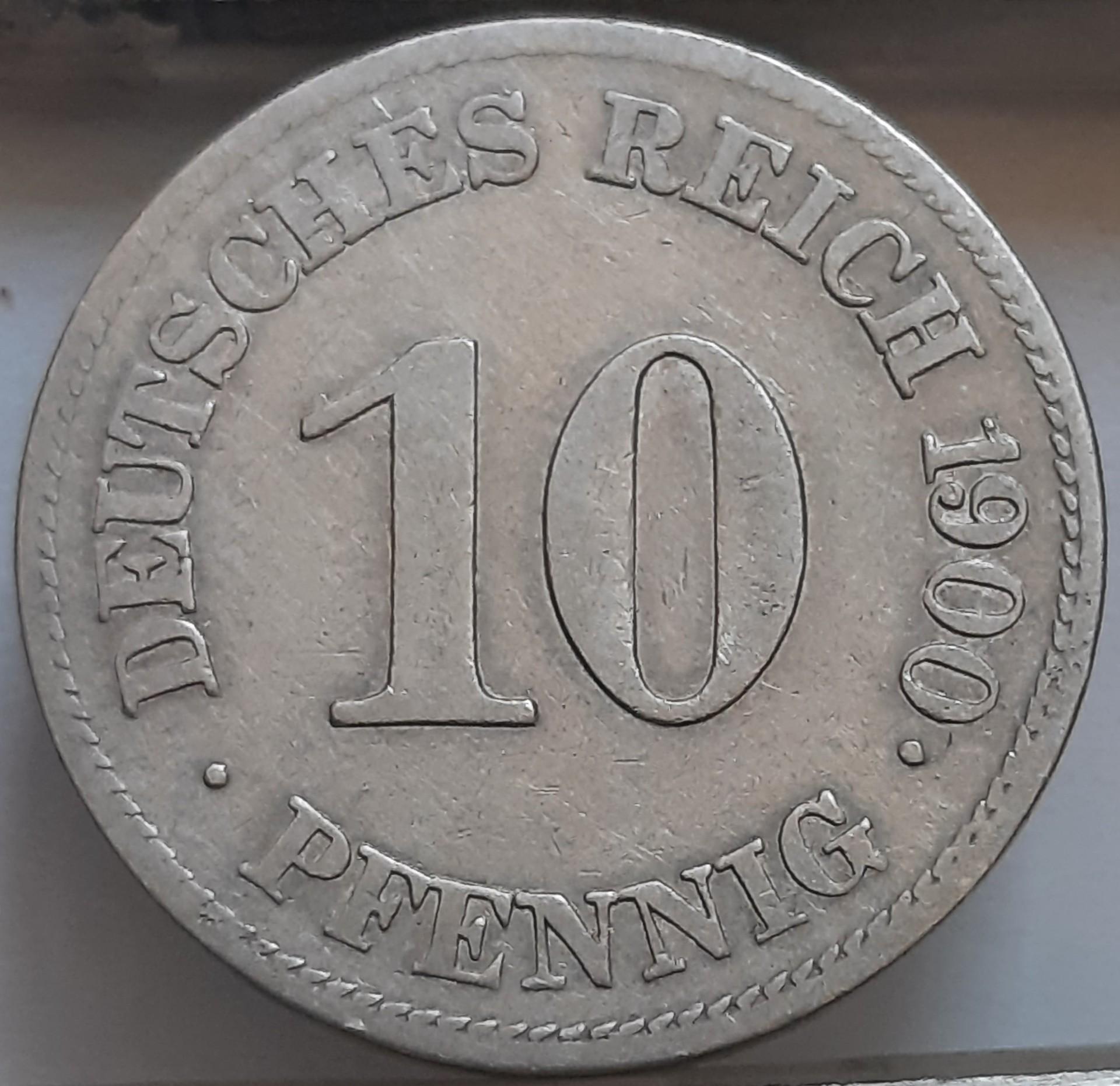Vokietija 10 Pfenigų 1900 E KM#12 (4750)