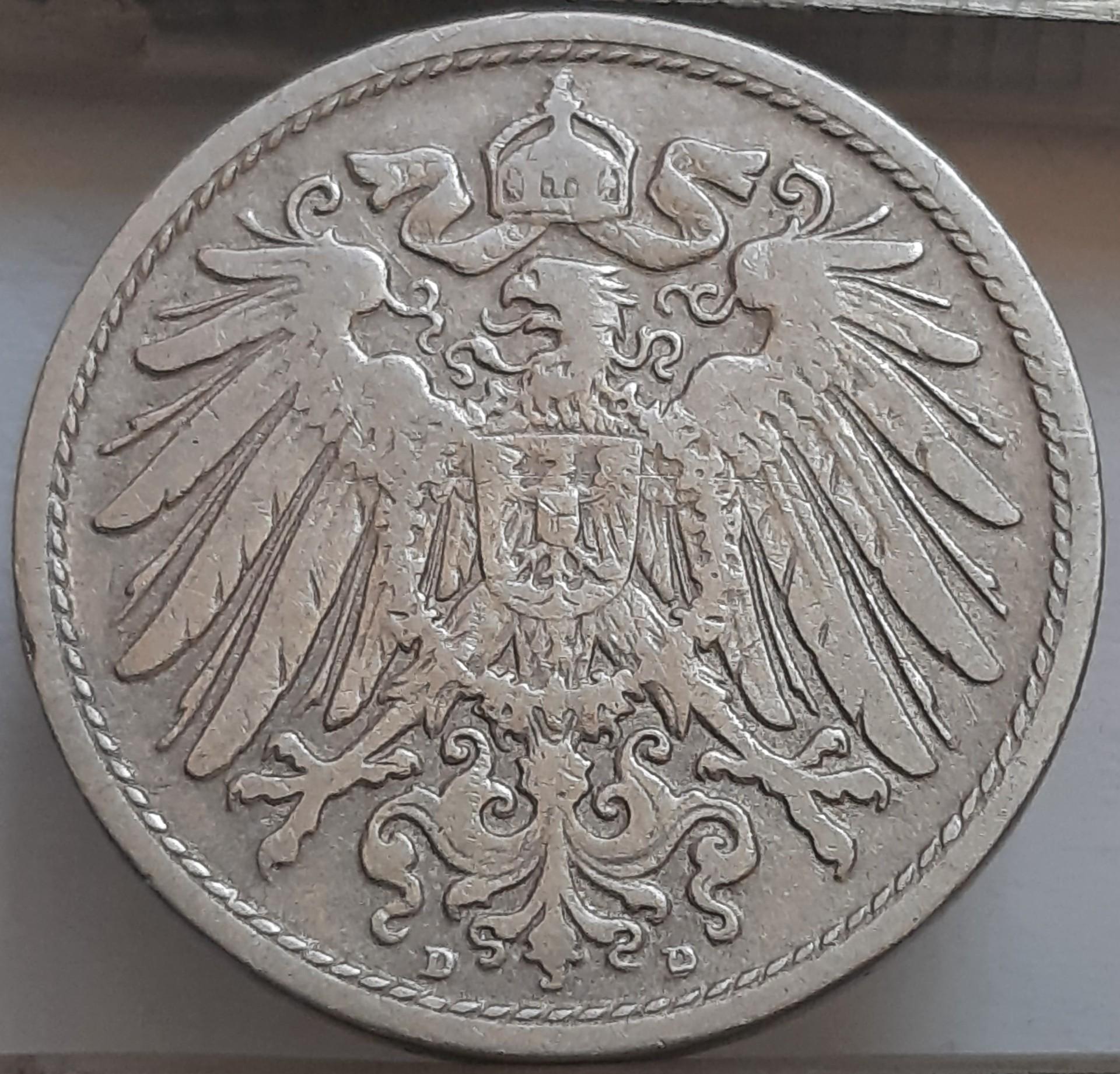 Vokietija 10 Pfenigų 1902 D KM#12 (4751)