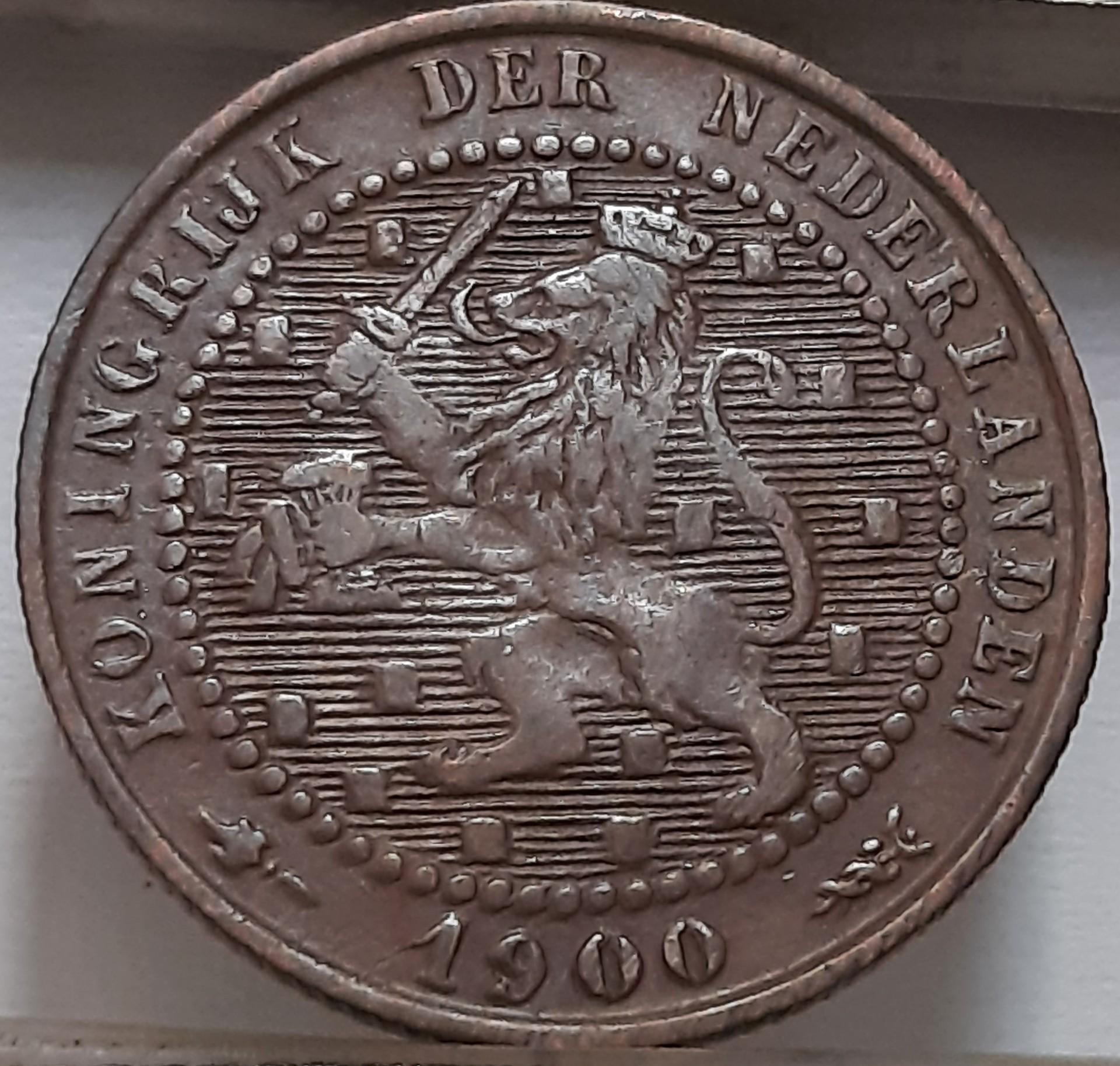 Nyderlandai 1 Centas 1900 KM#107 Bronza (4779)