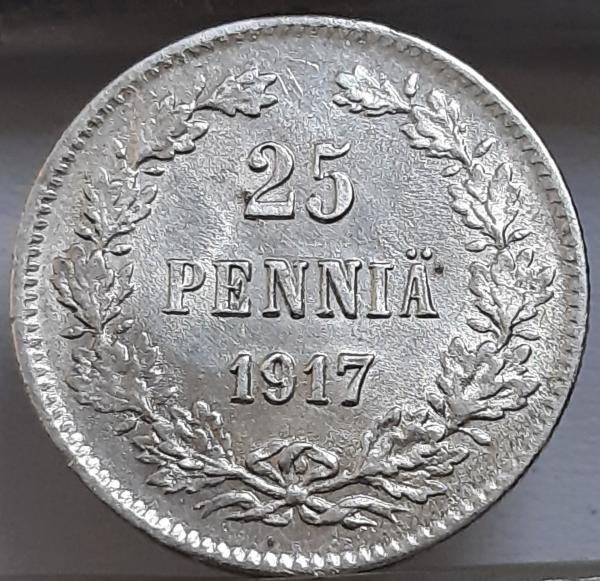 Suomija 25 Pensai 1917 KM#6.2 (4761)