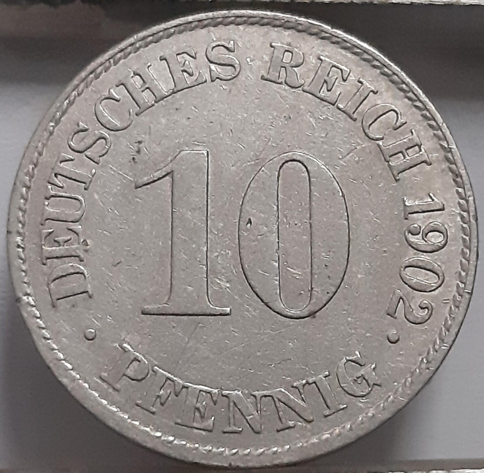 Vokietija 10 Pfenigų 1902 J KM#12 (4756)