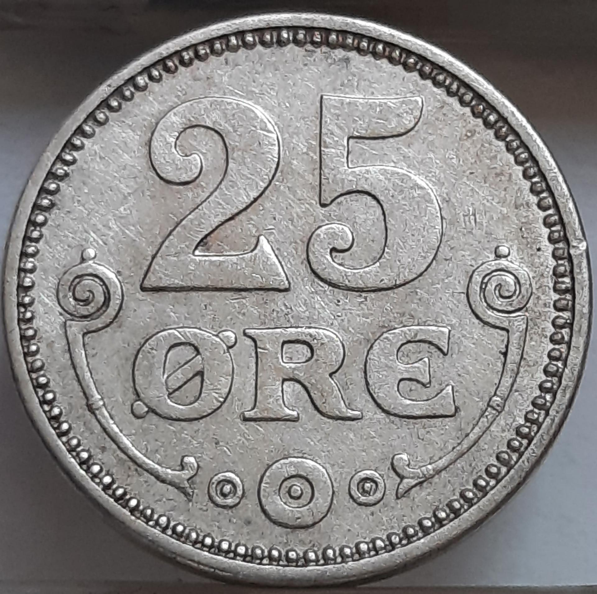 Danija 25 Erės 1916 KM#815 Sidabras (4882) 