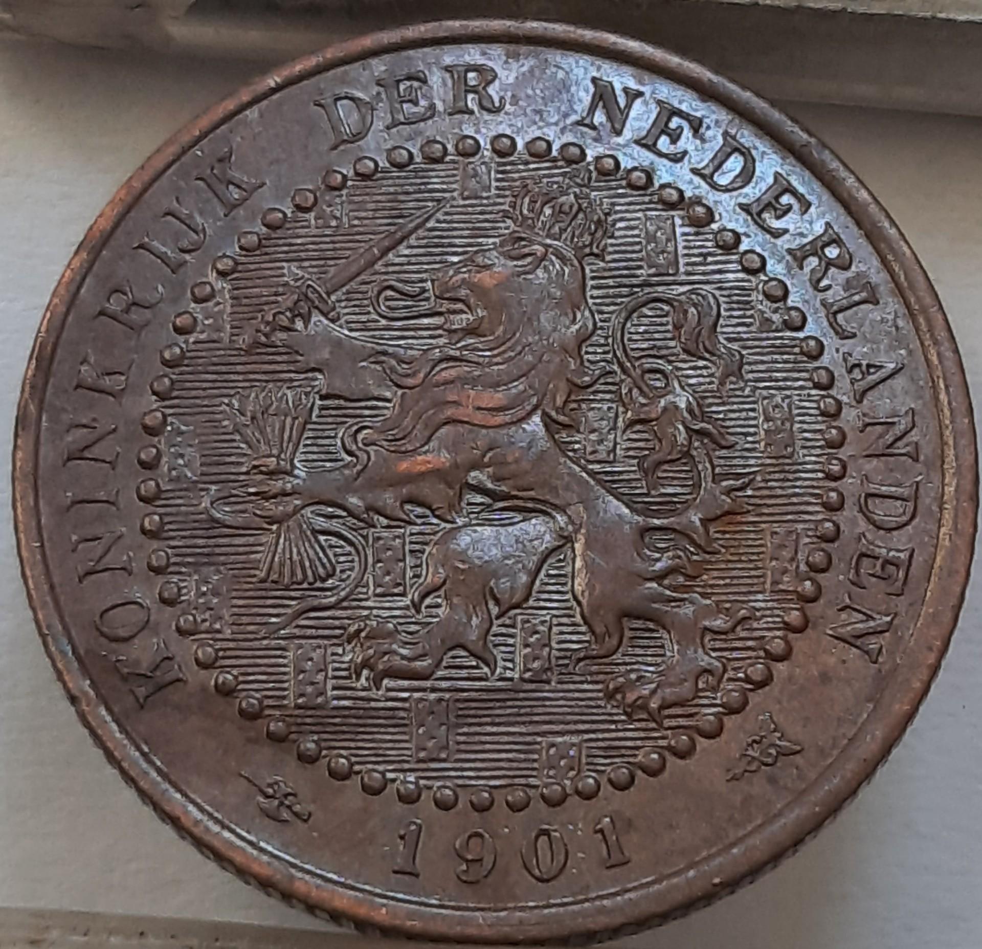 Nyderlandai 1 Centas 1901 K KM#130 Bronza (4774)