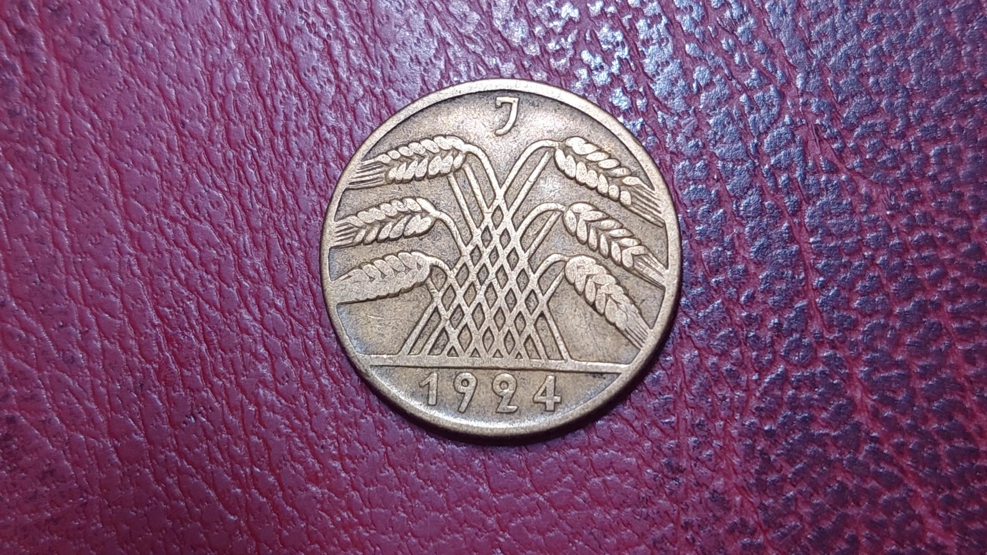 Vokietija 10 rentenpfenigų, 1924J KM# 33