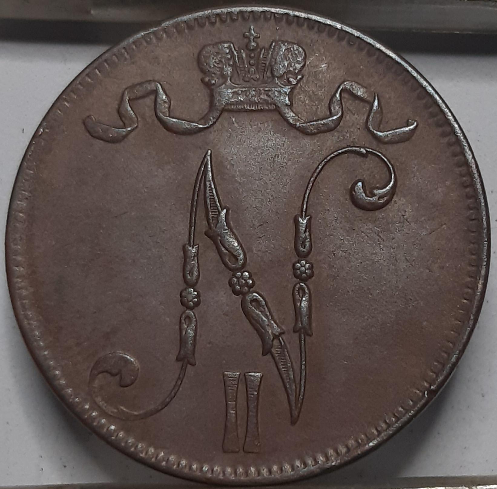 Suomija 5 Pensai 1913 KM#15 Varis (4974) 