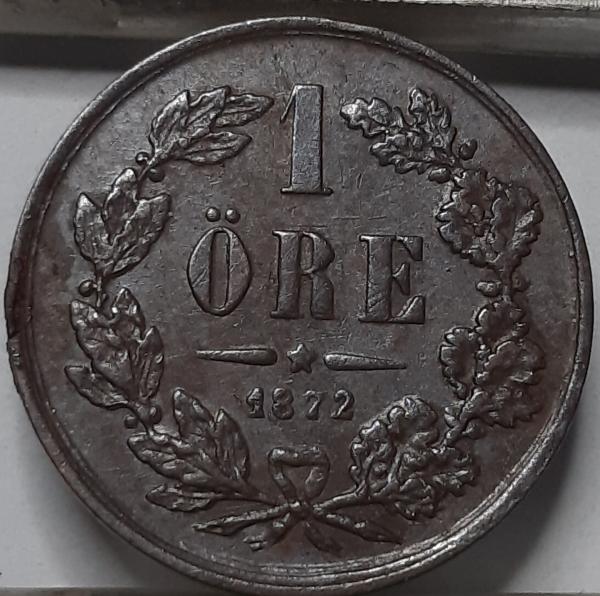 Švedija 1 Erė 1872 L.A. KM#705 Bronza (4930) 